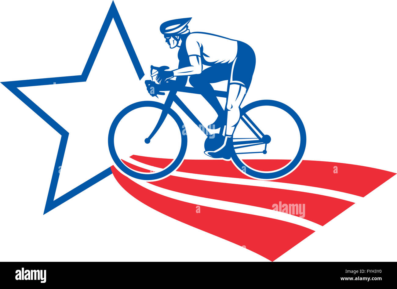 Rider Withe Star Cyclist riding racing bike star and stripes Stock Photo - Alamy