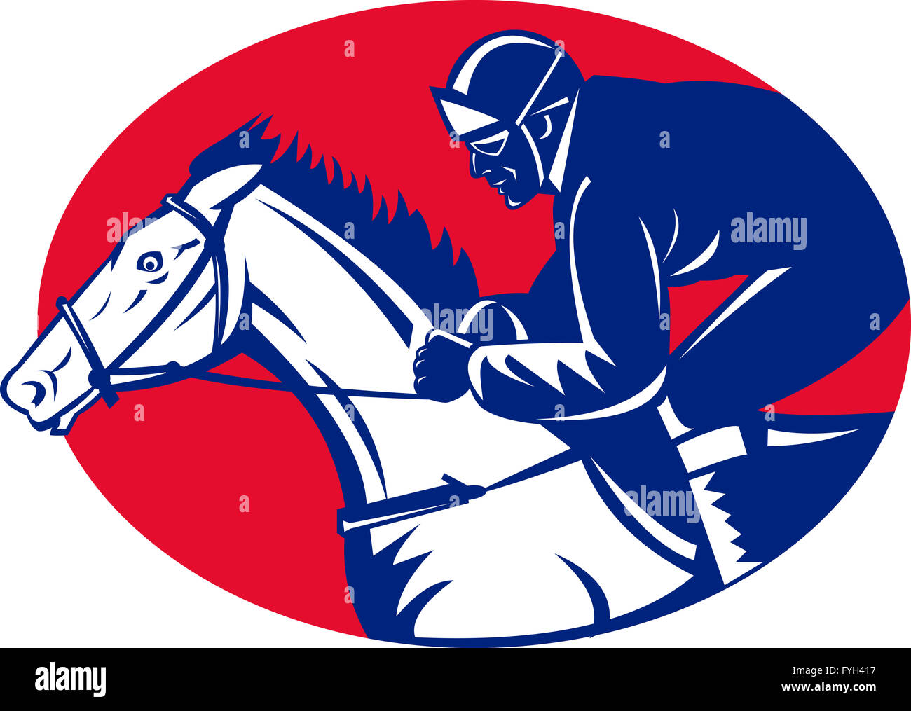 horse and jockey racing side view Stock Photo - Alamy