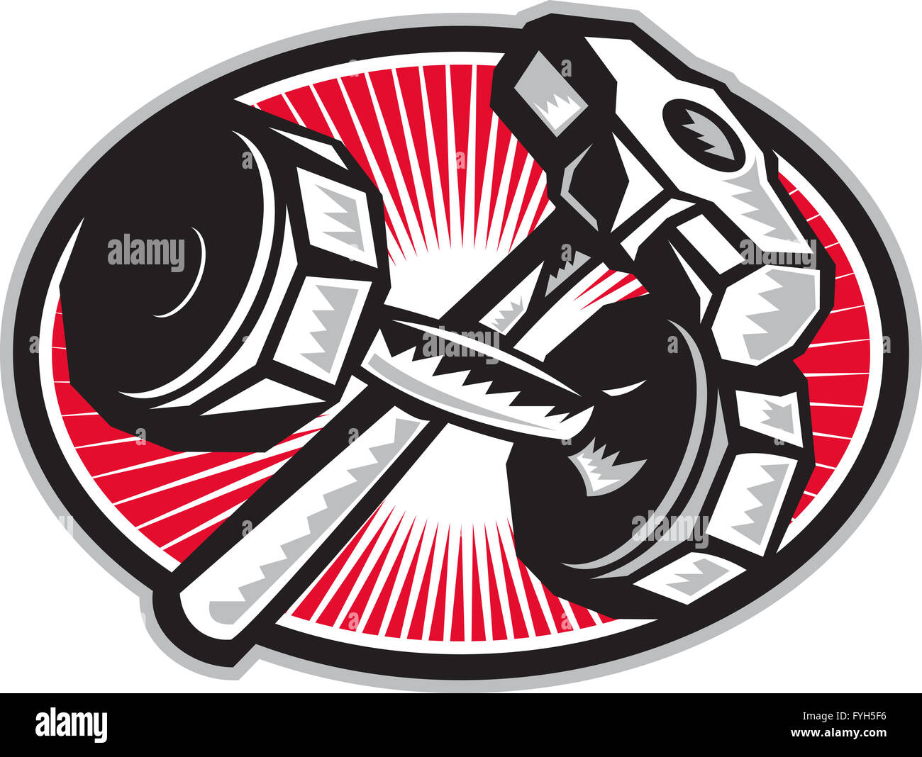Dumbbell and Sledgehammer Retro Stock Photo Alamy