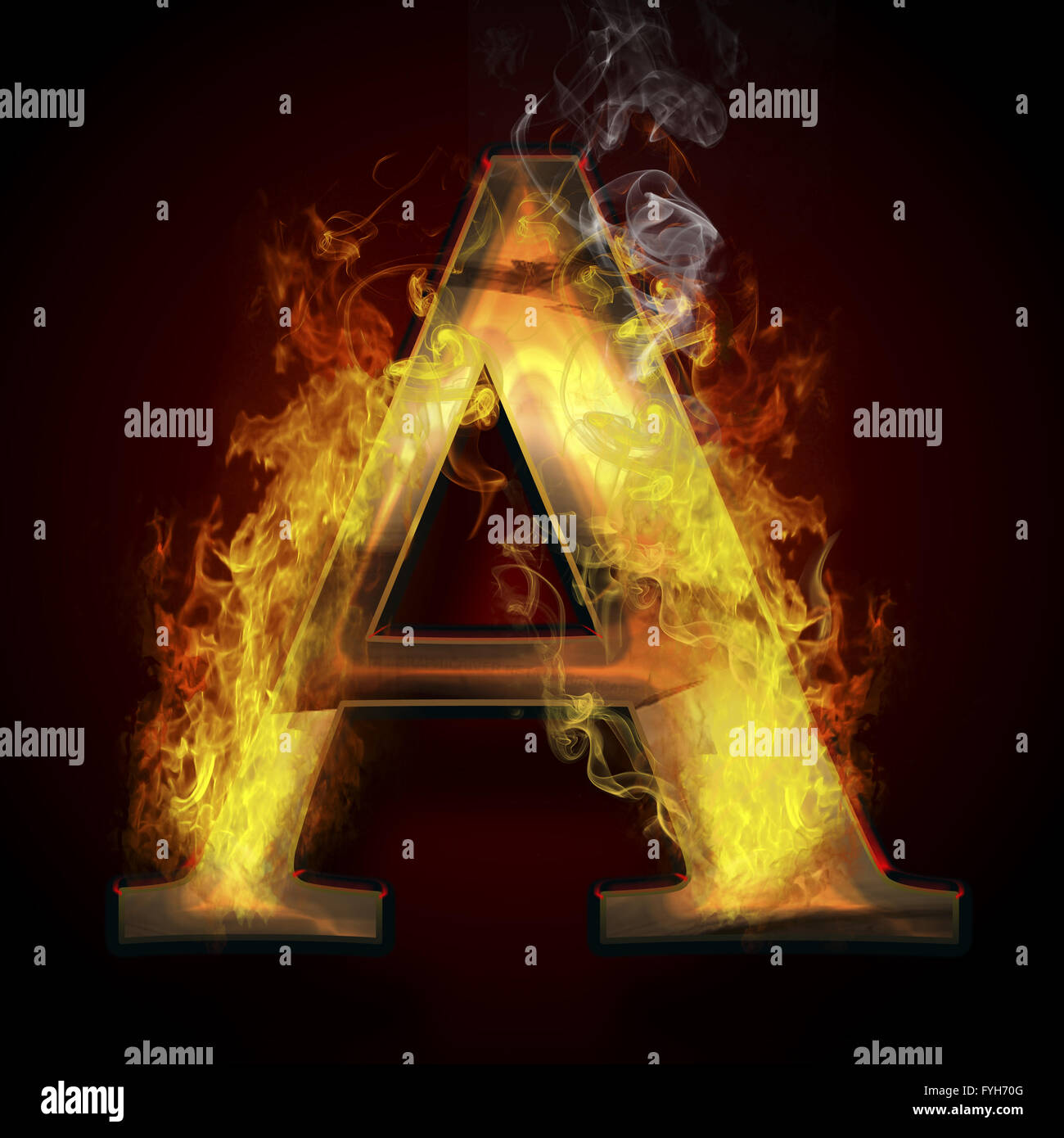 A, fire letter illustration Stock Photo - Alamy