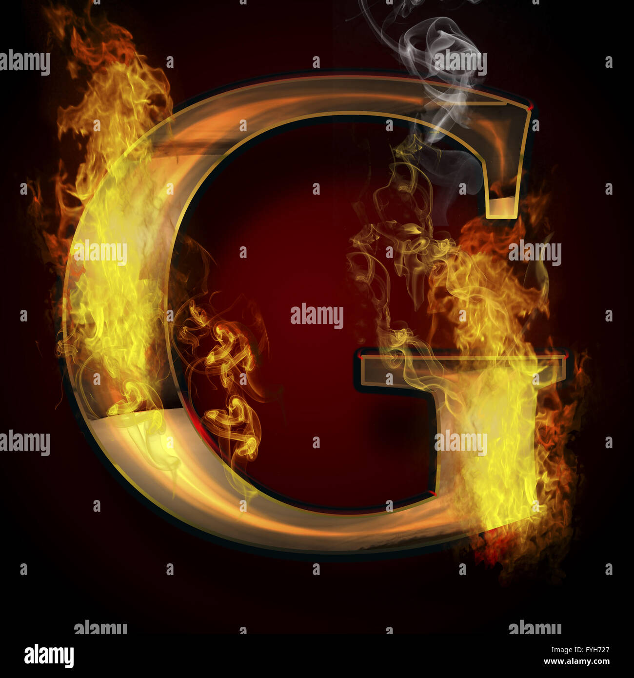 G, fire letter illustration Stock Photo - Alamy