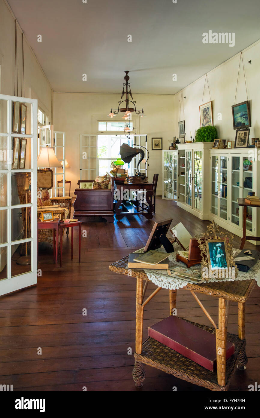 Living Room of 'Seminole Lodge' - winter home of inventor Thomas Edison, Ft Myers, Florida, USA Stock Photo