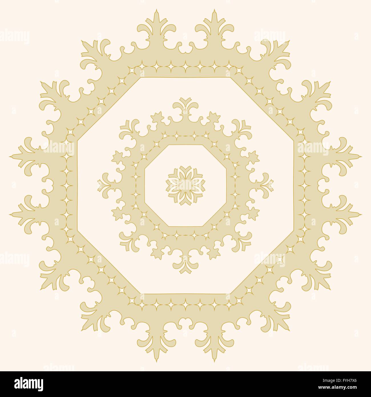 Eight pointed circular pattern. Mandala. Round linear vector ornament ...