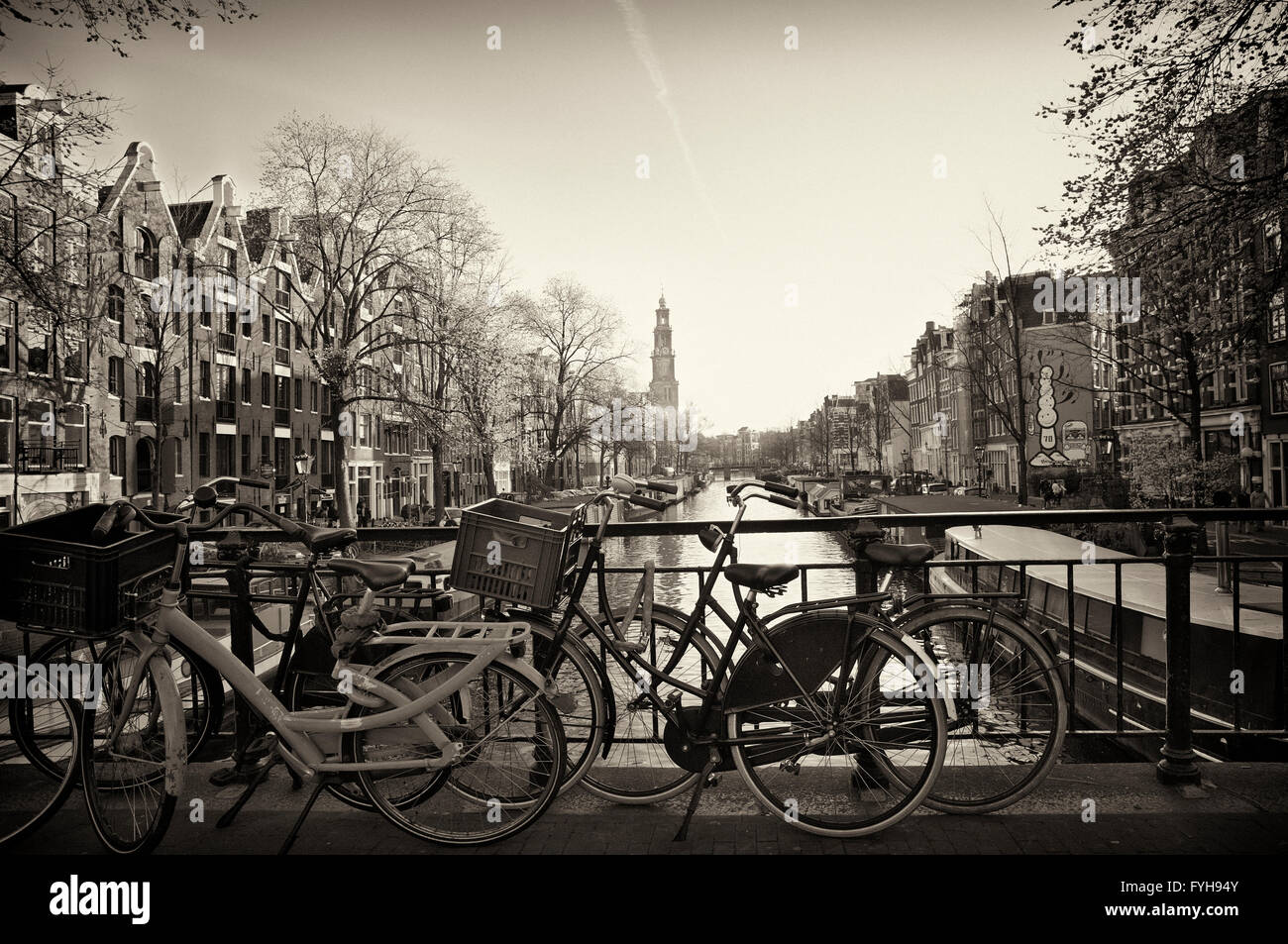 Classic view of Amsterdam's Prinsengracht canal Stock Photo