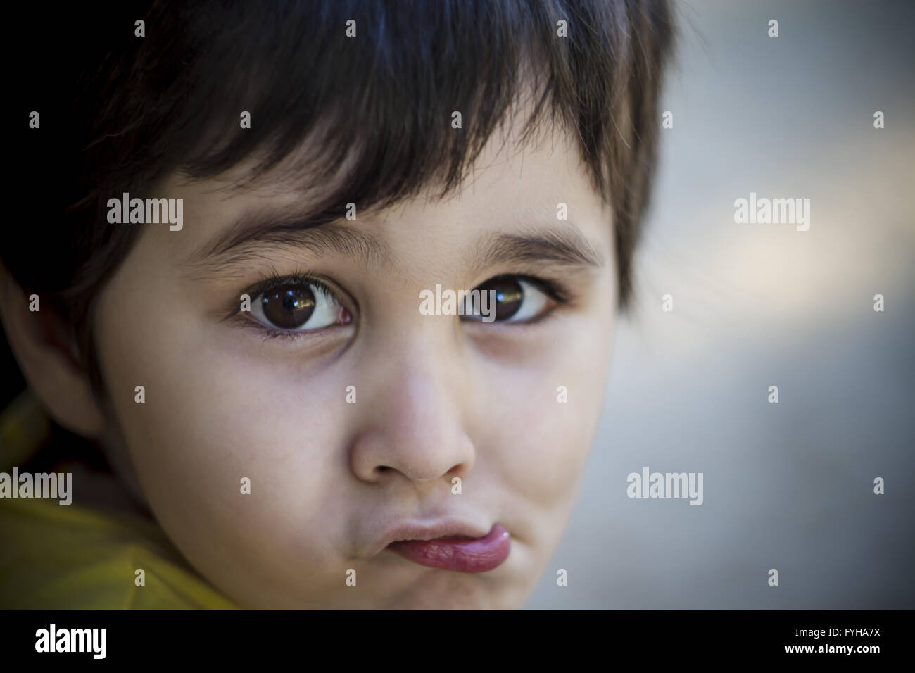 Childhood, cute little baby boy playing at playground Stock Photo