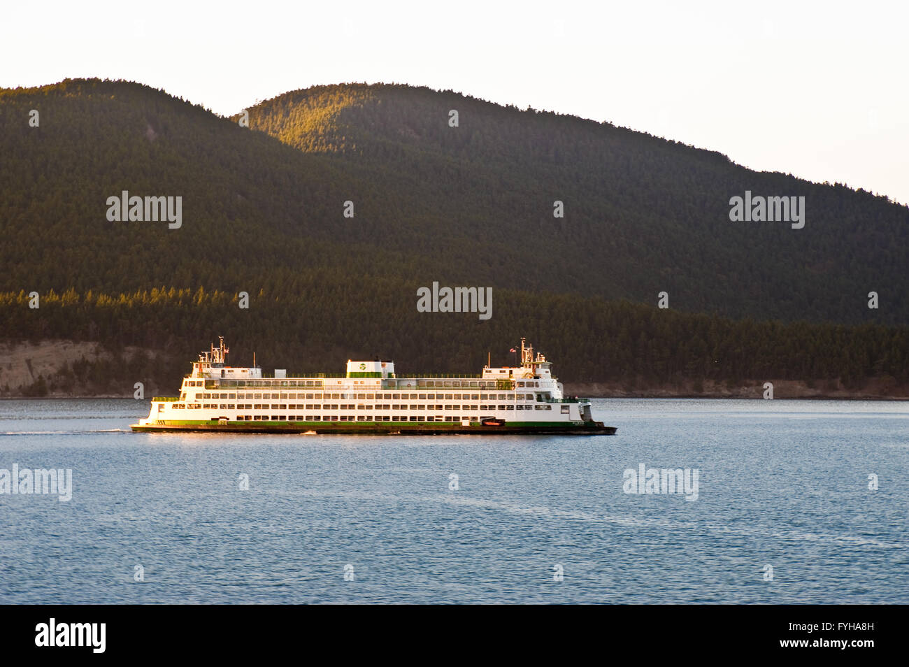 WA state ferry from the San Juan islands to Anacortes Stock Photo