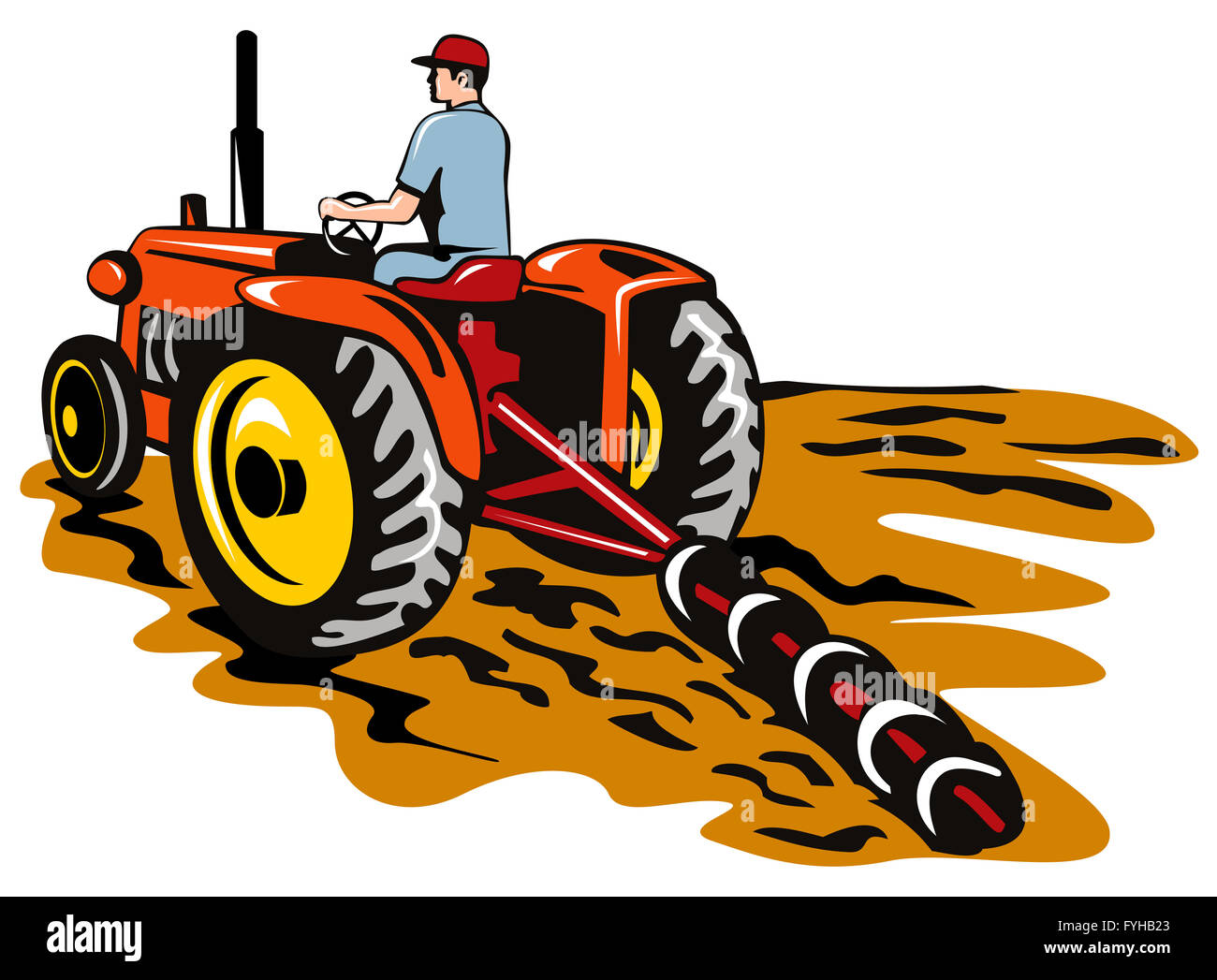 vintage tractor farmer driving Stock Photo - Alamy