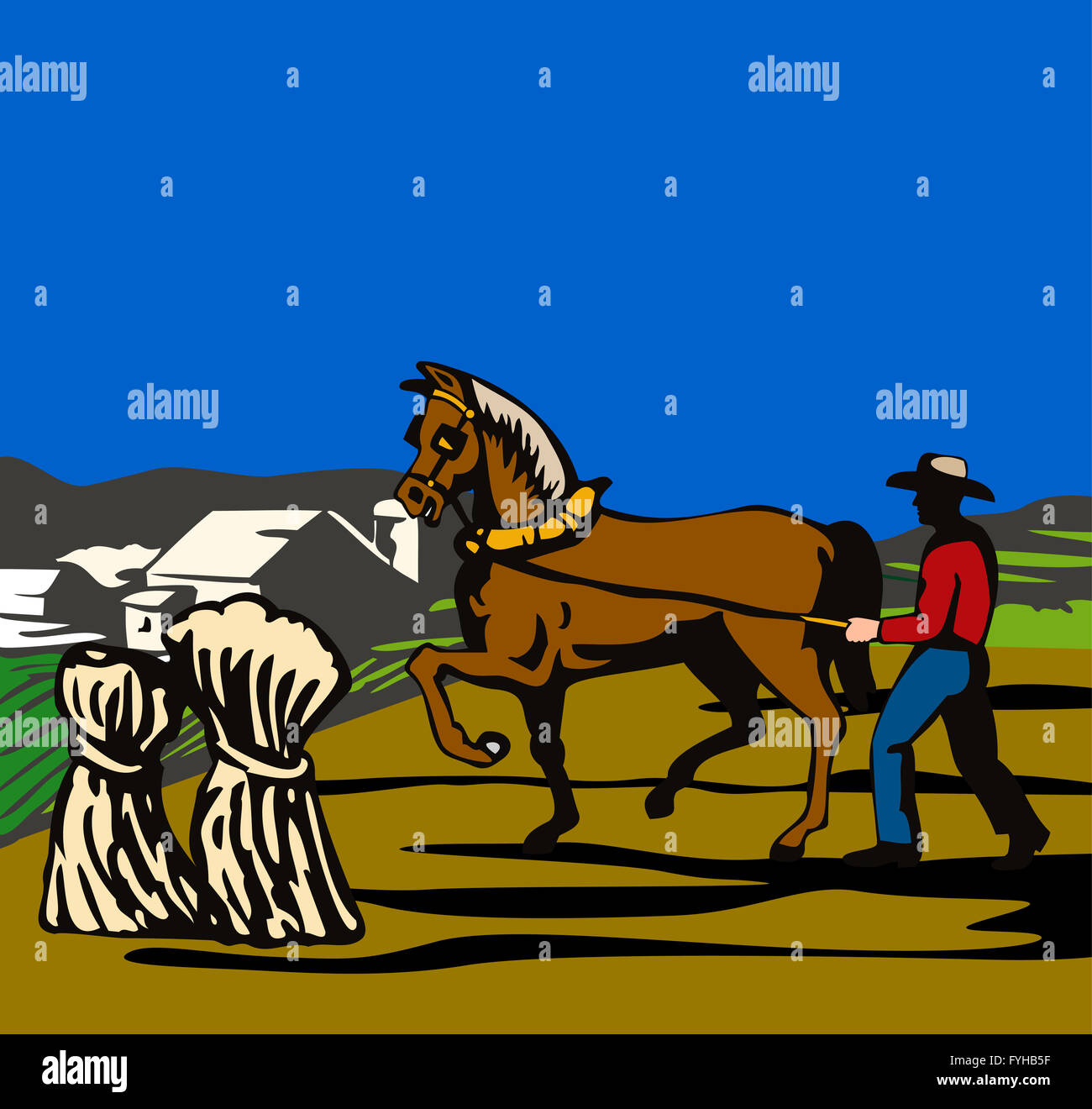 farmer and horse plowing field Stock Photo - Alamy