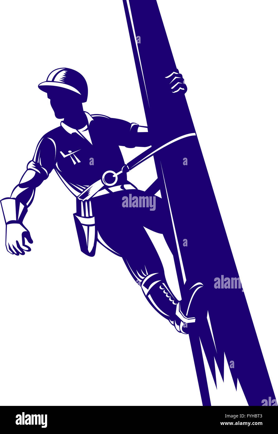 Power Lineman Climbing Stock Photo Alamy