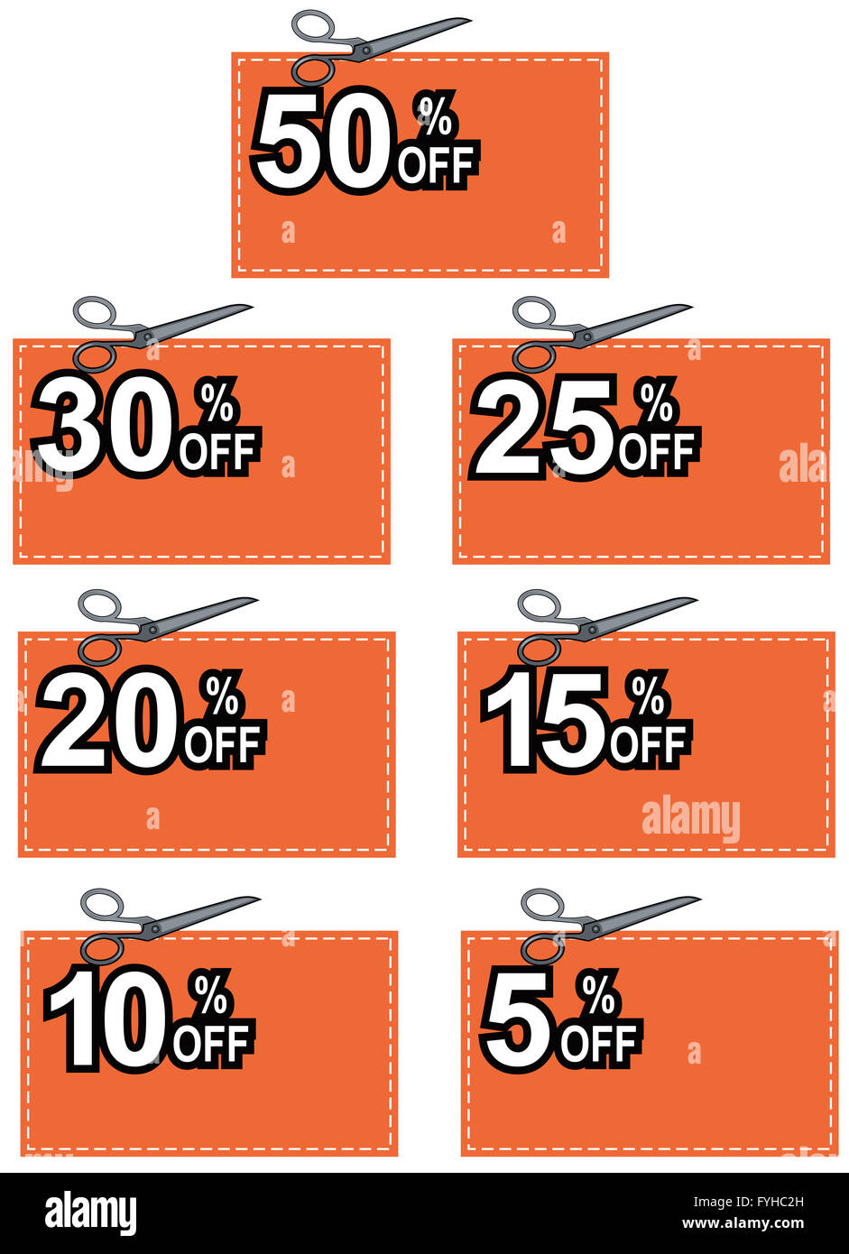 Scissors Cutting Coupon Per Cent Sign Stock Photo Alamy