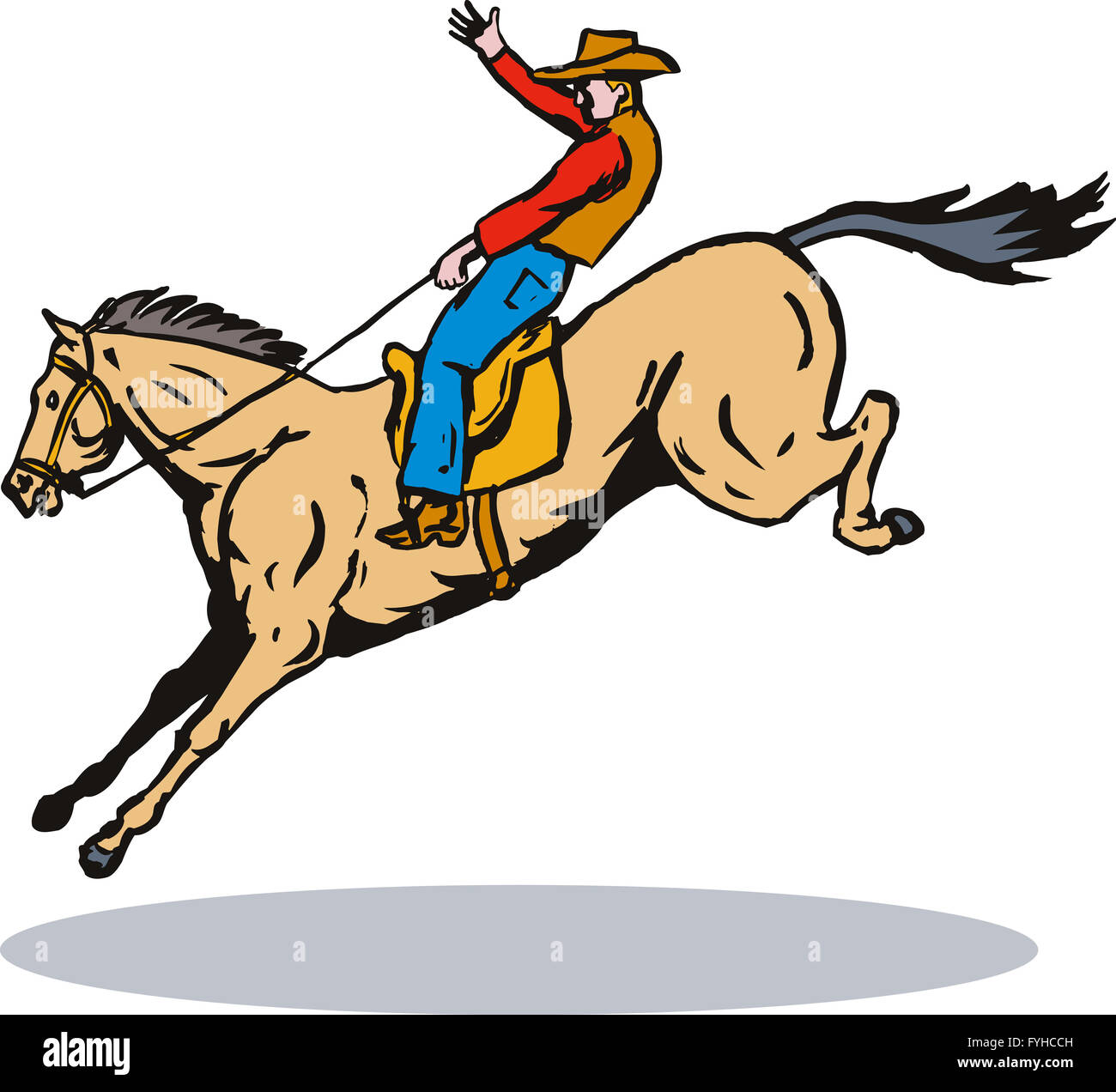 Animated Rodeo Picture Rodeo Cowboy Horse Riding Retro Stock Photo - Alamy