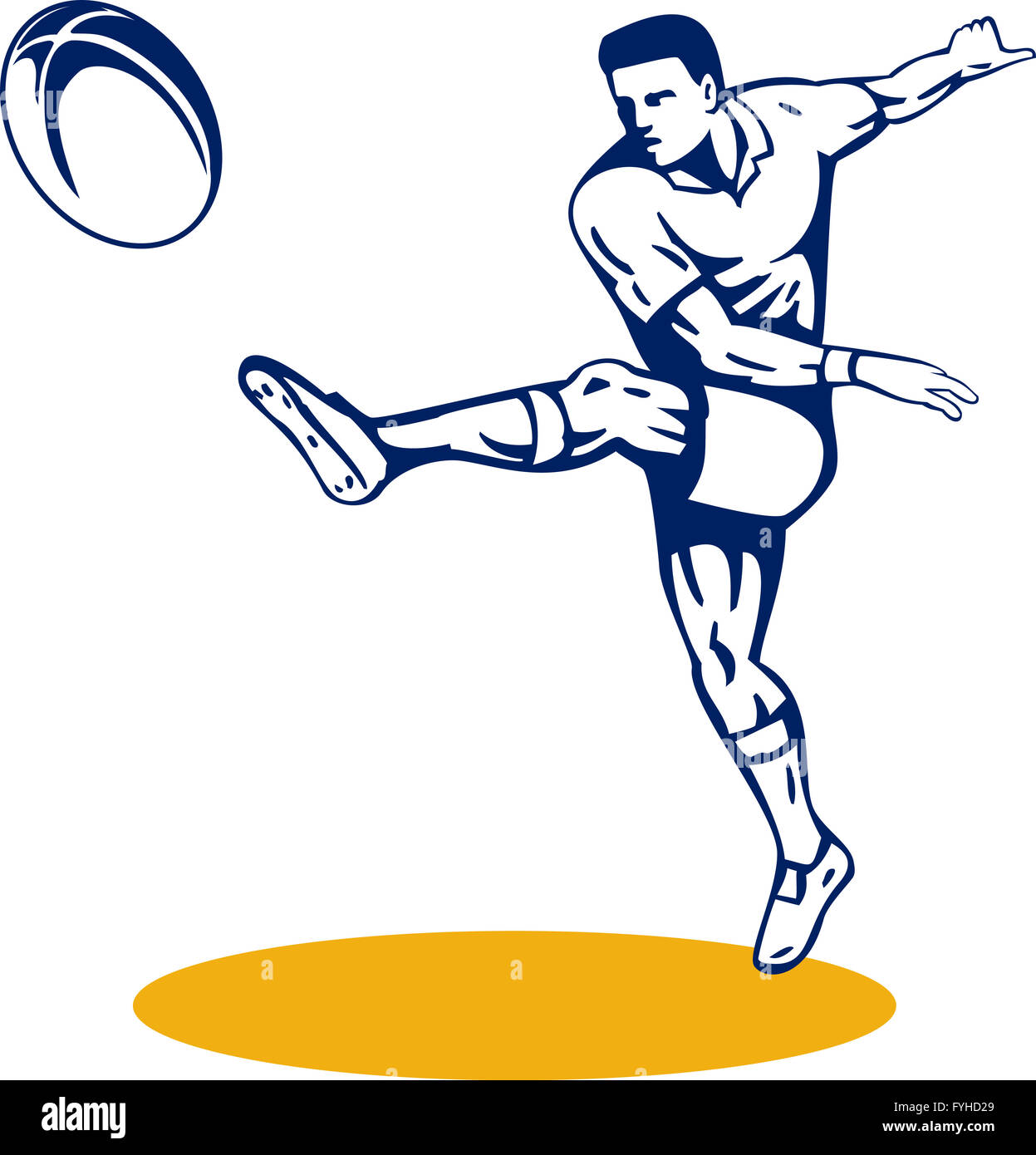 rugby player with ball kicking ball Stock Photo Alamy