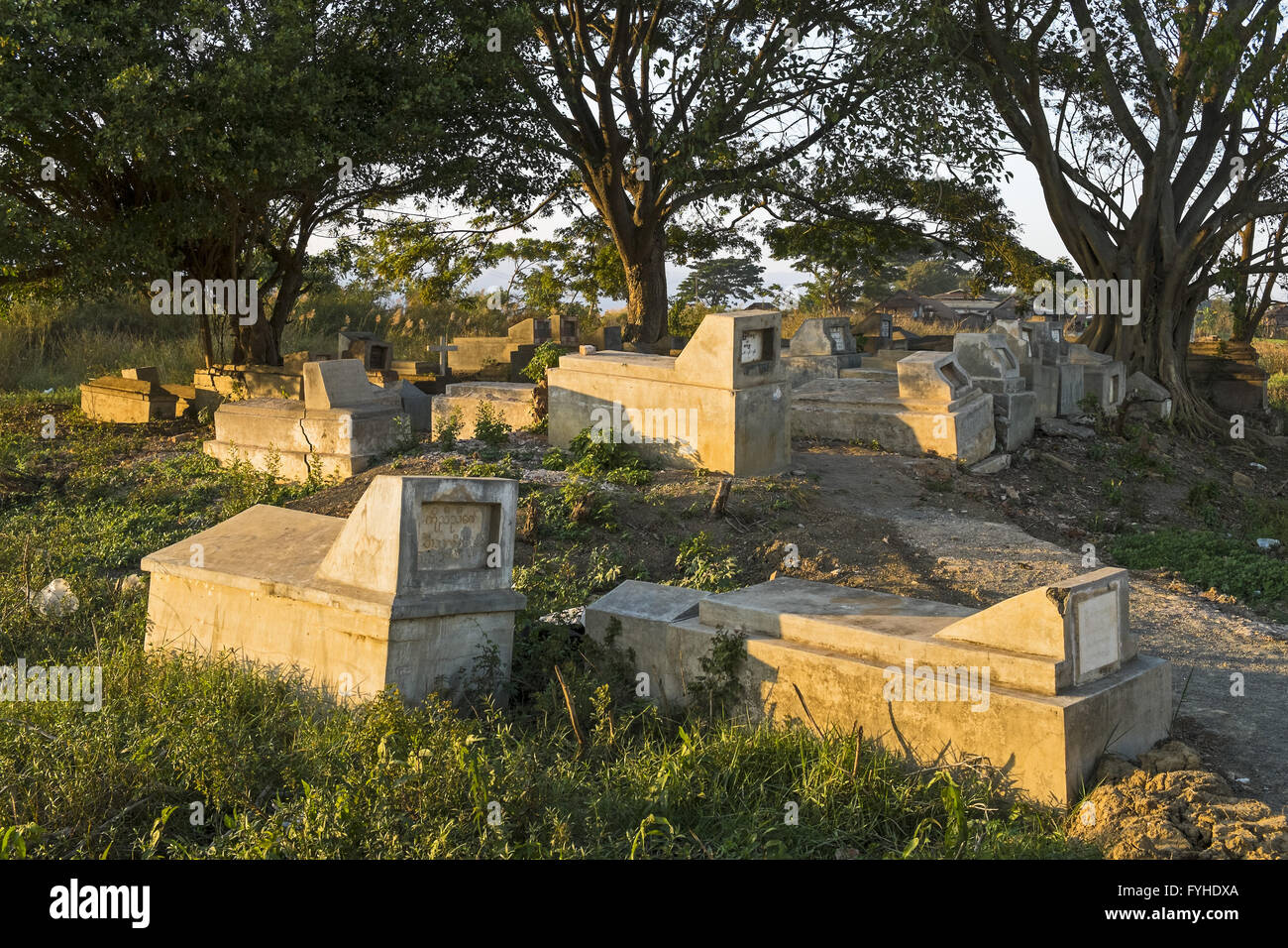 Sarcophagi at cemetery in Nyaung Shwe, Myanmar Stock Photo