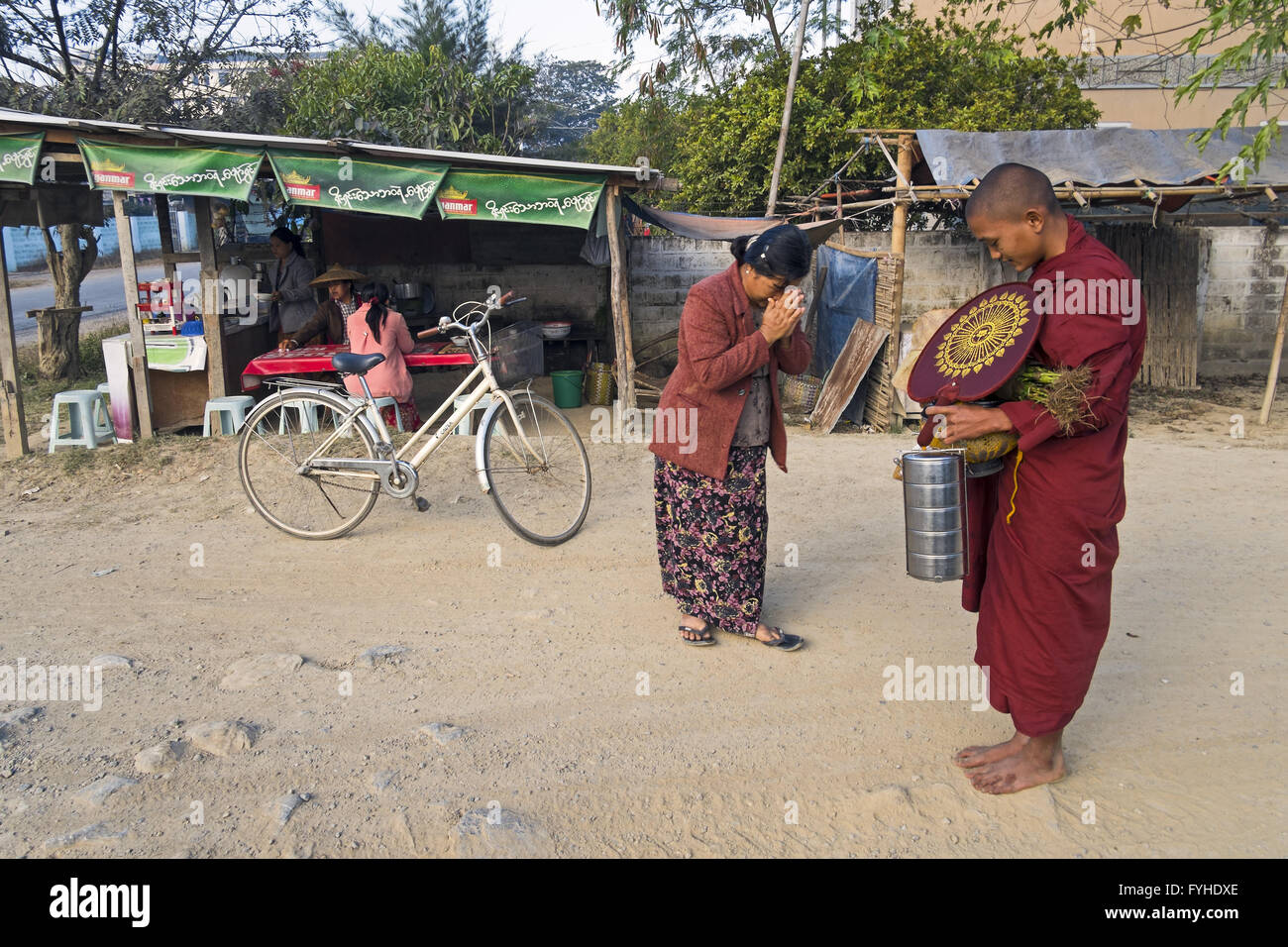 Young Monc Begging Nyaung Shwe Myanmar Asia Stock Photo Alamy