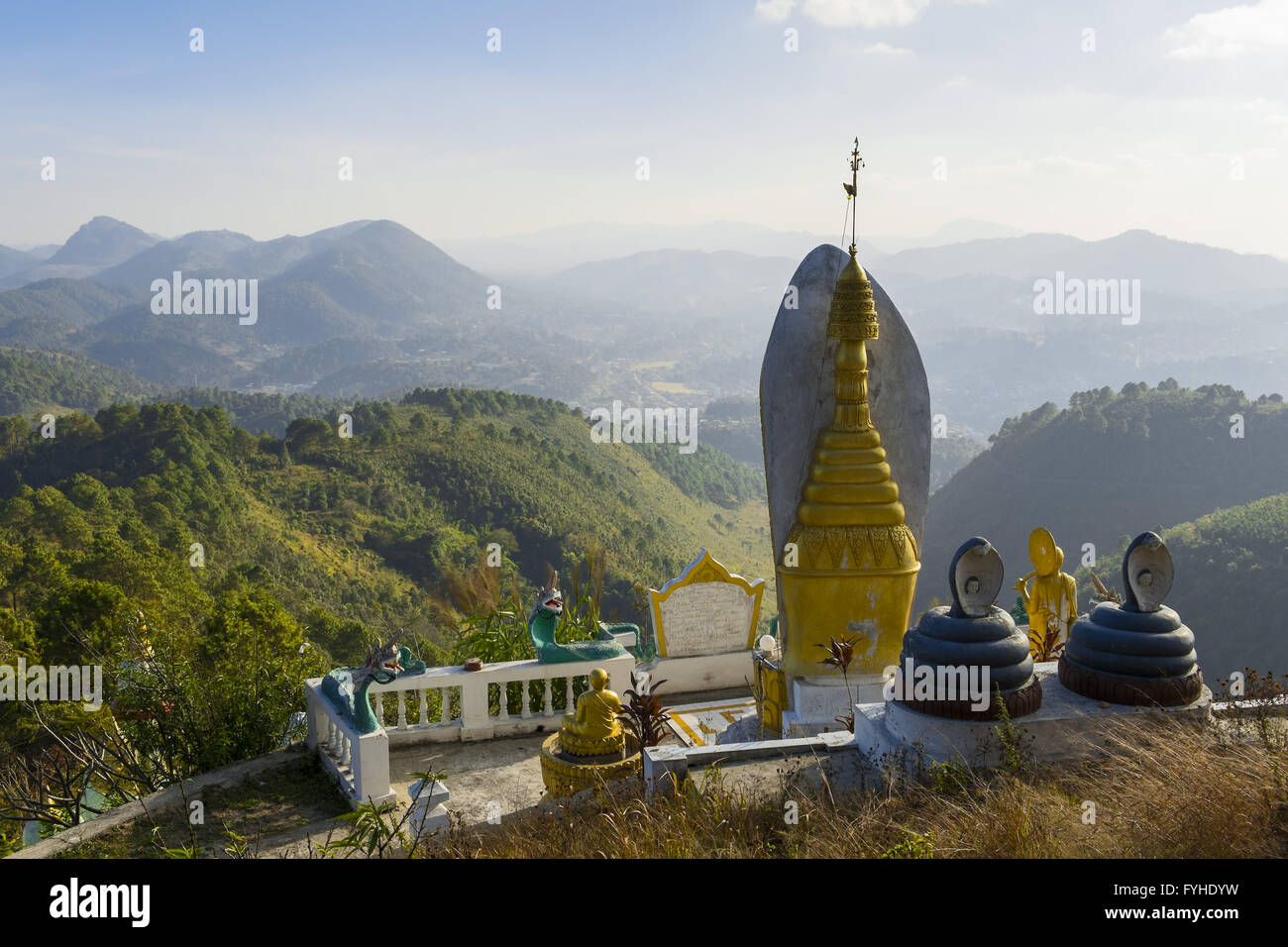 Manauhla Pagoda, Kalaw Mountains, Kalaw, Myanmar Stock Photo