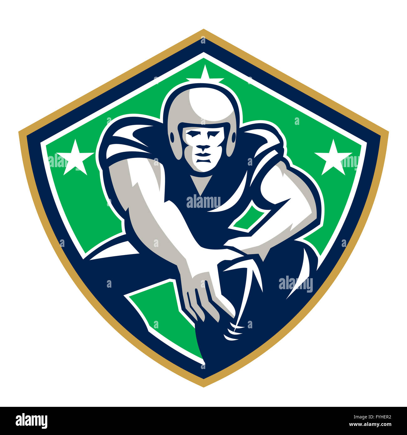 American Football Center Snap Front Shield Stock Photo Alamy