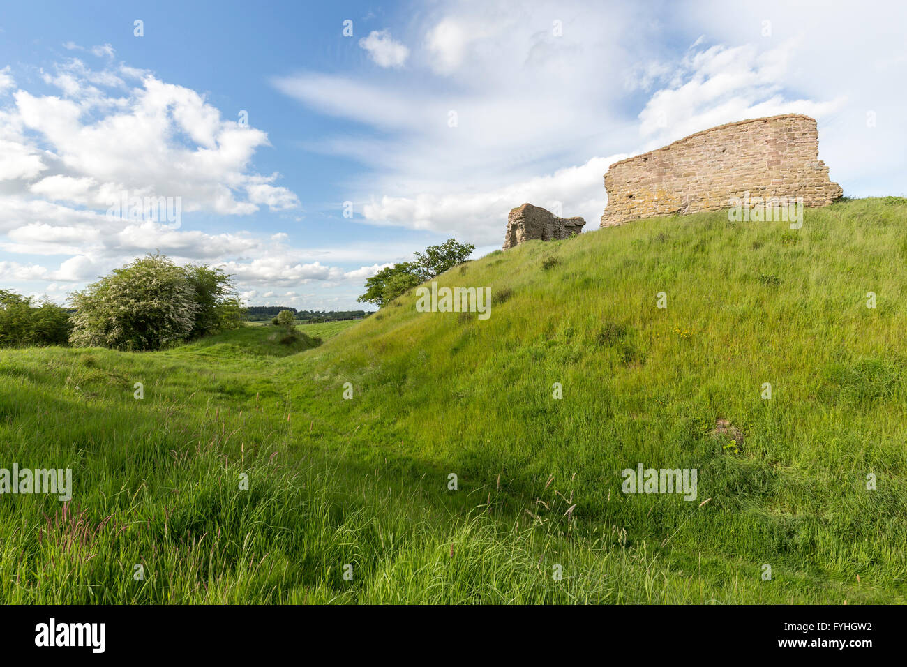 Kilpeck Castle ruin and earthworks with moat, Herefordshire, England, UK Stock Photo