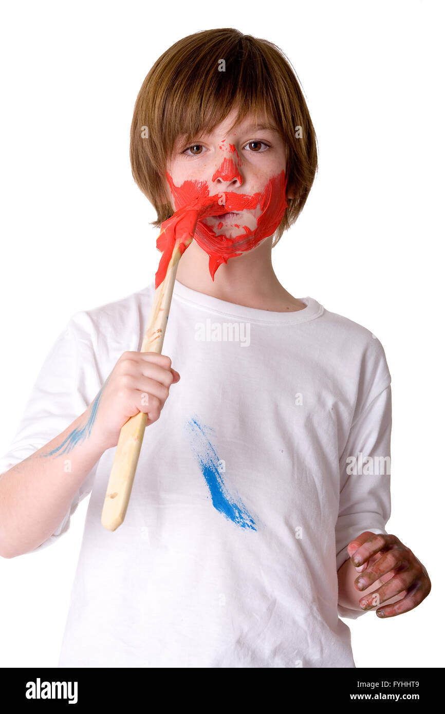 Paint my face red Stock Photo