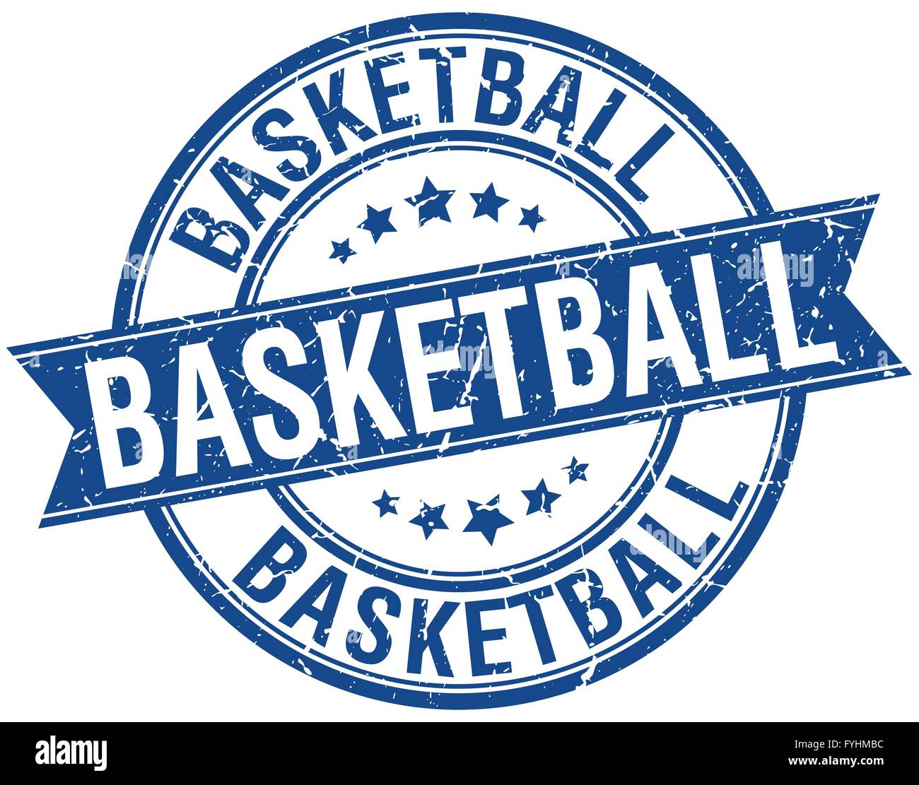 basketball grunge retro blue isolated ribbon stamp Stock Vector Image ...