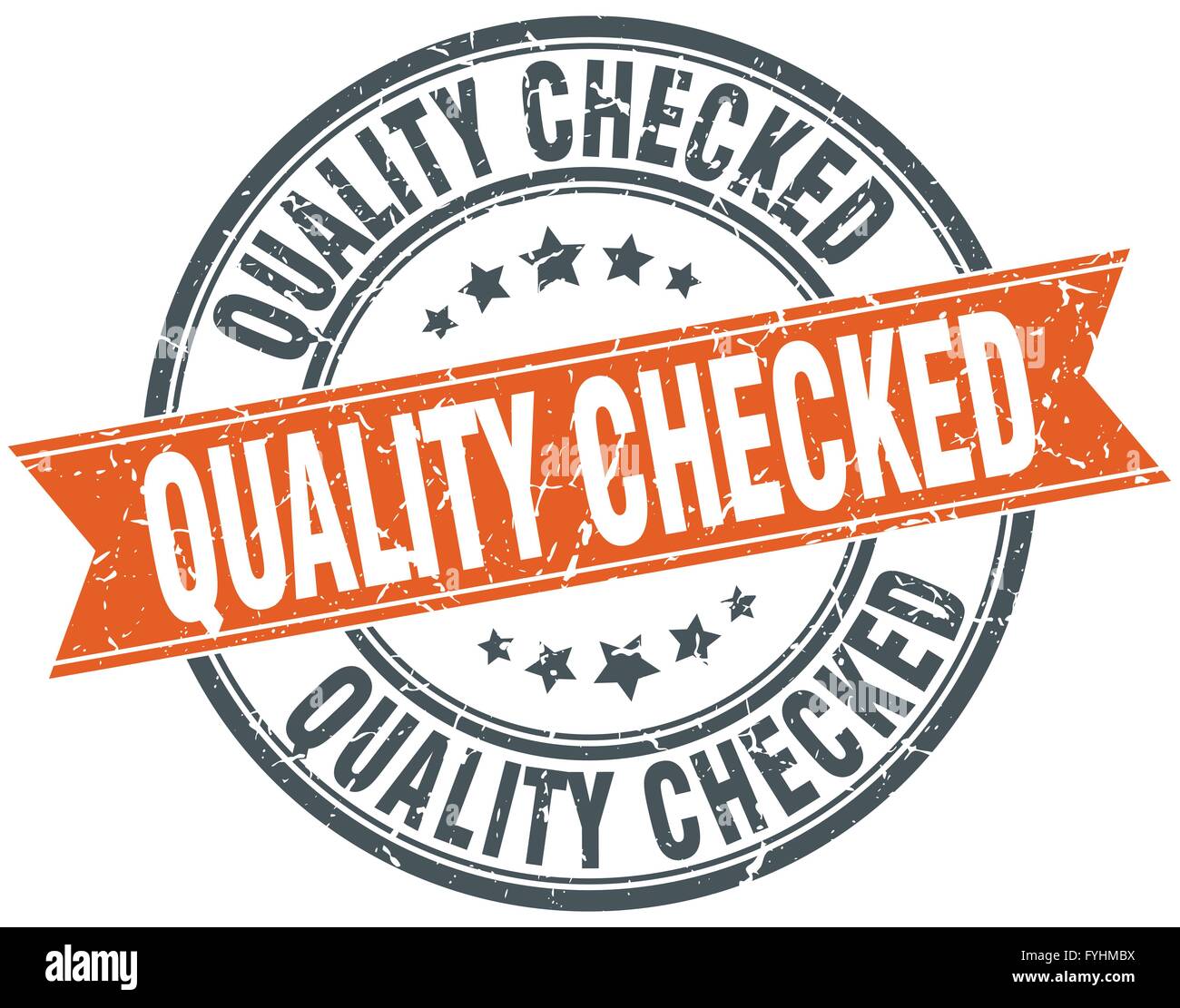 quality checked round orange grungy vintage isolated stamp Stock Vector ...