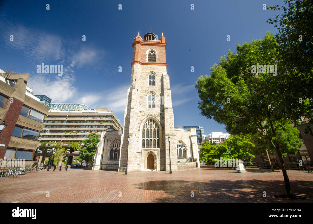London, England July 3, 2014 The west face and tower of St GileswithoutCripplegate, a