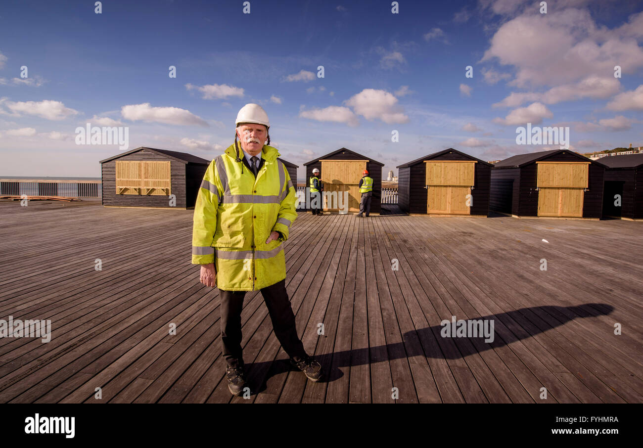 Project manager of the Hastings Pier Charity just before the re-opening 2016. Stock Photo
