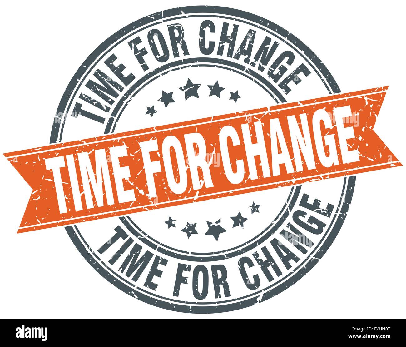 time for change round orange grungy vintage isolated stamp Stock Vector ...