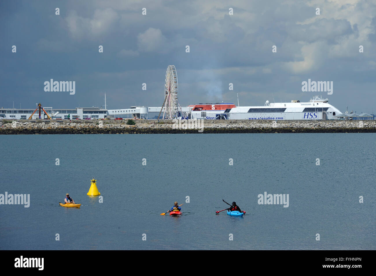 Dun Laoghaire harbour seen from Sandycove beach, Irish sea, Co Dublin
