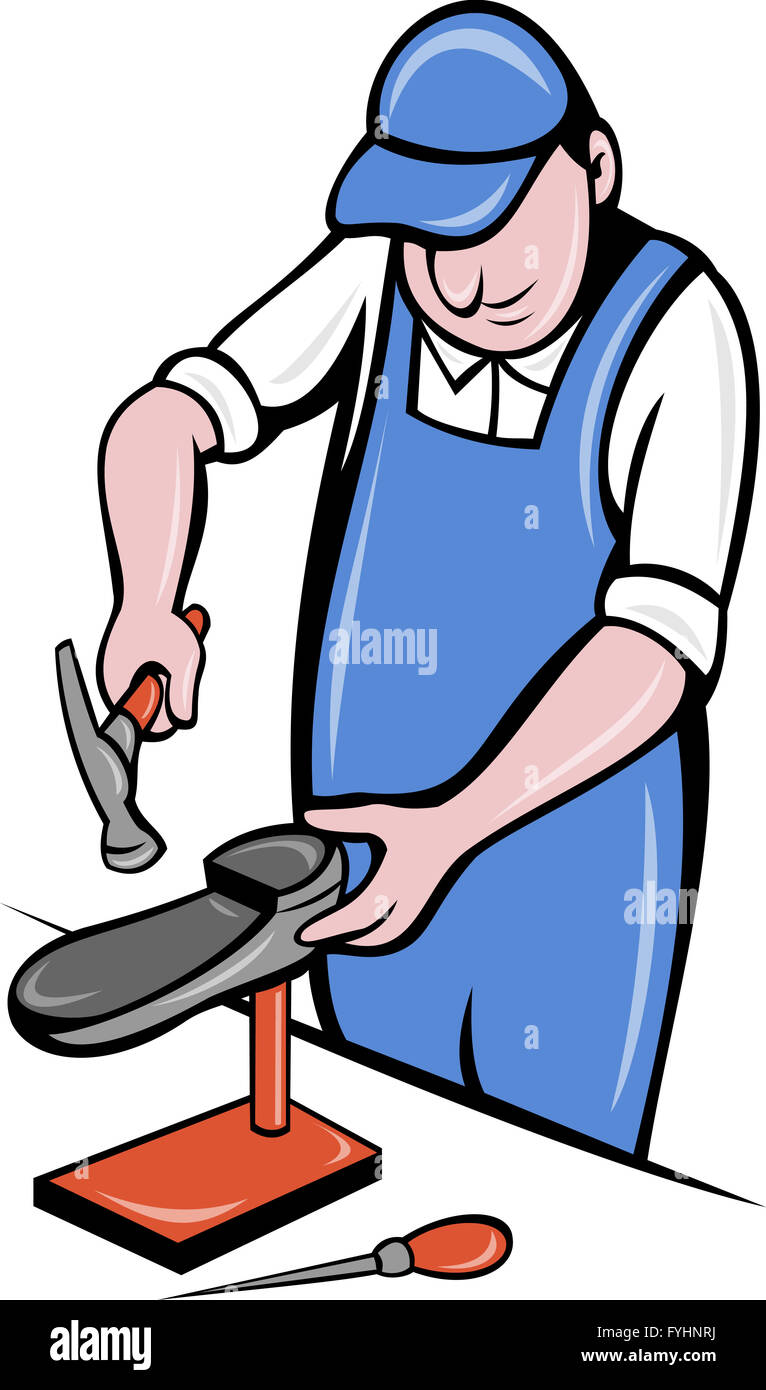 shoemaker cobbler shoe repair working Stock Photo Alamy
