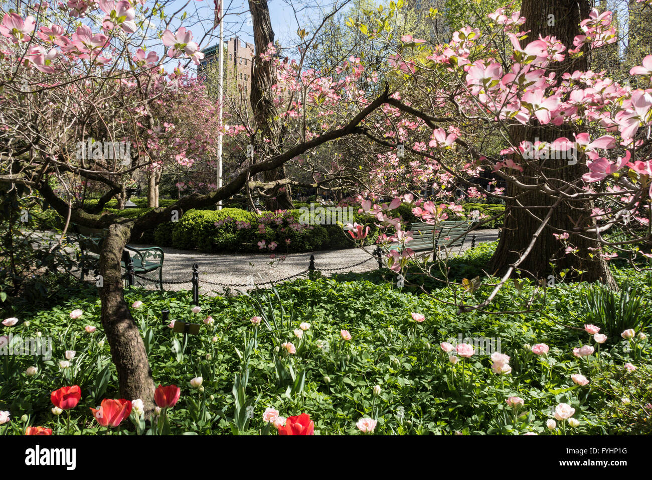 Springtime in Gramercy Park, NYC, USA Stock Photo