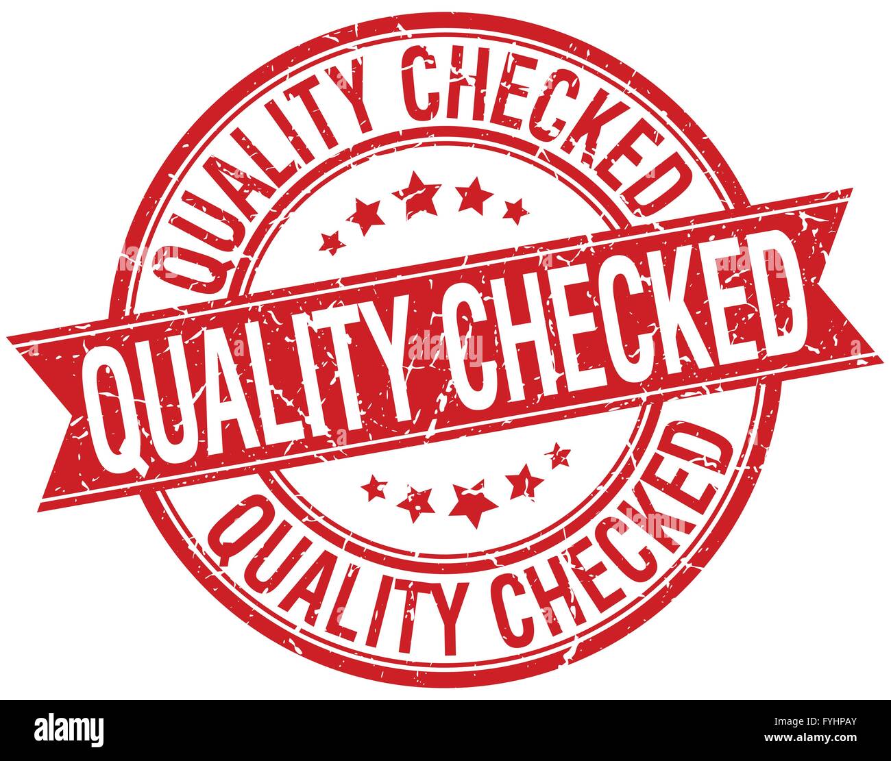 quality checked grunge retro red isolated ribbon stamp Stock Vector ...