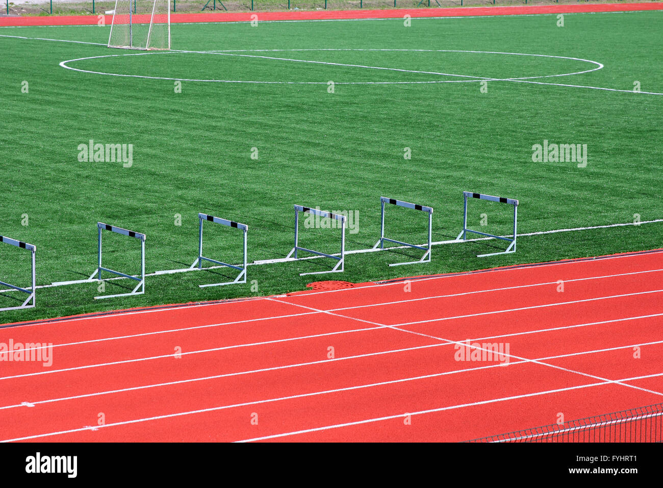 Soccer green field artificial grass with white lines Stock Photo Alamy