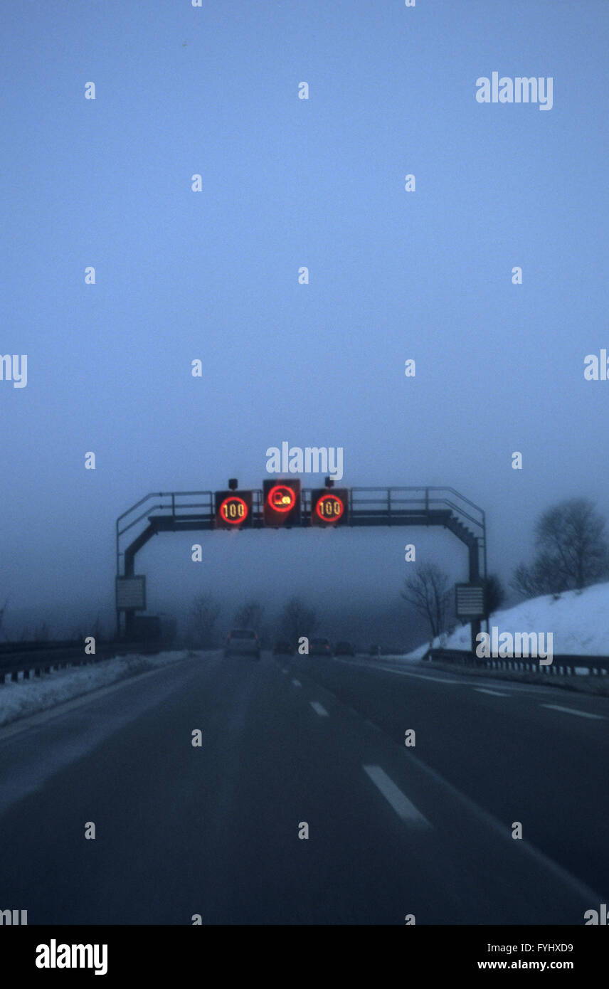 Highway with gantry Stock Photo