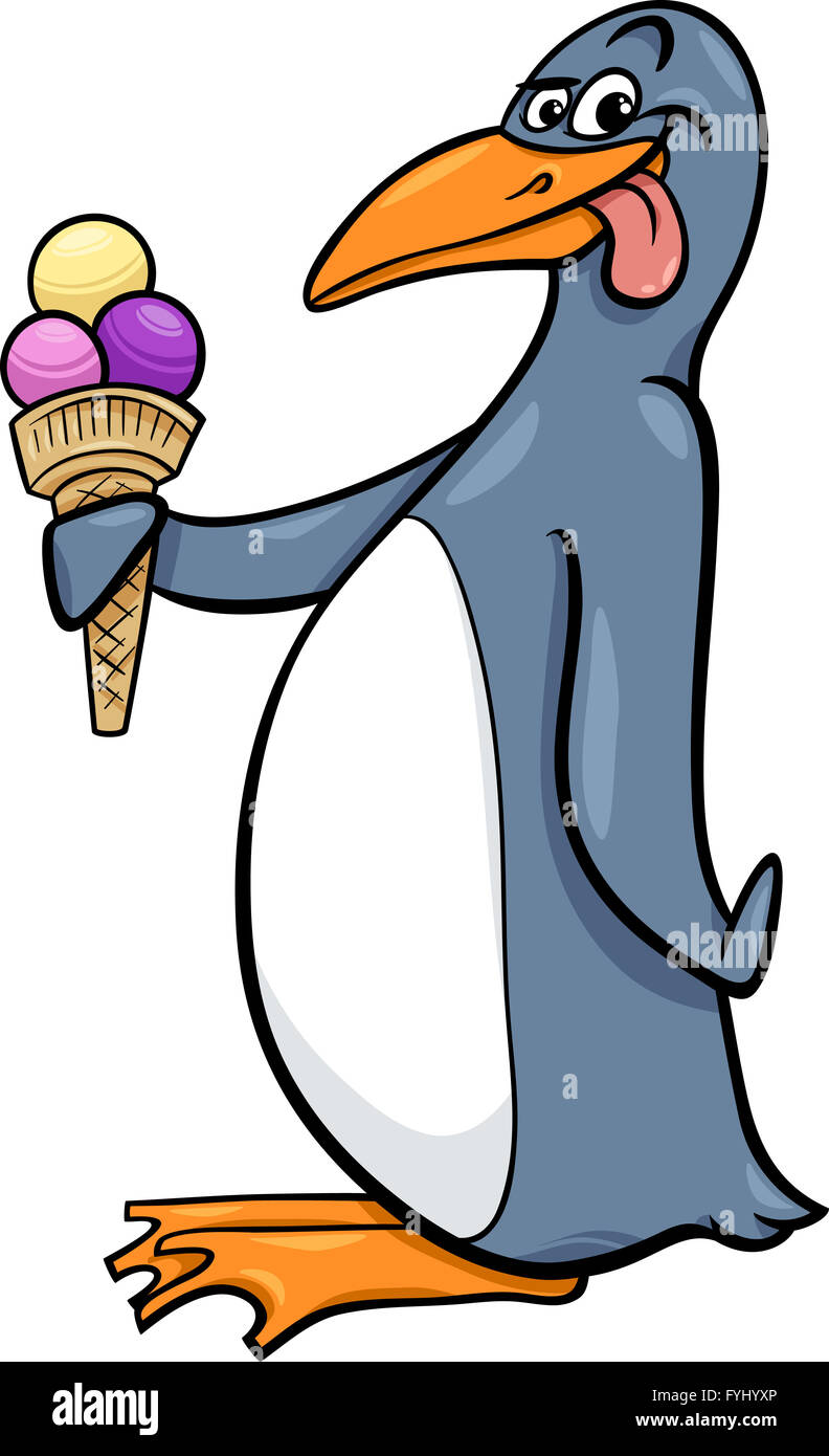 penguin with ice cream cartoon Stock Photo Alamy