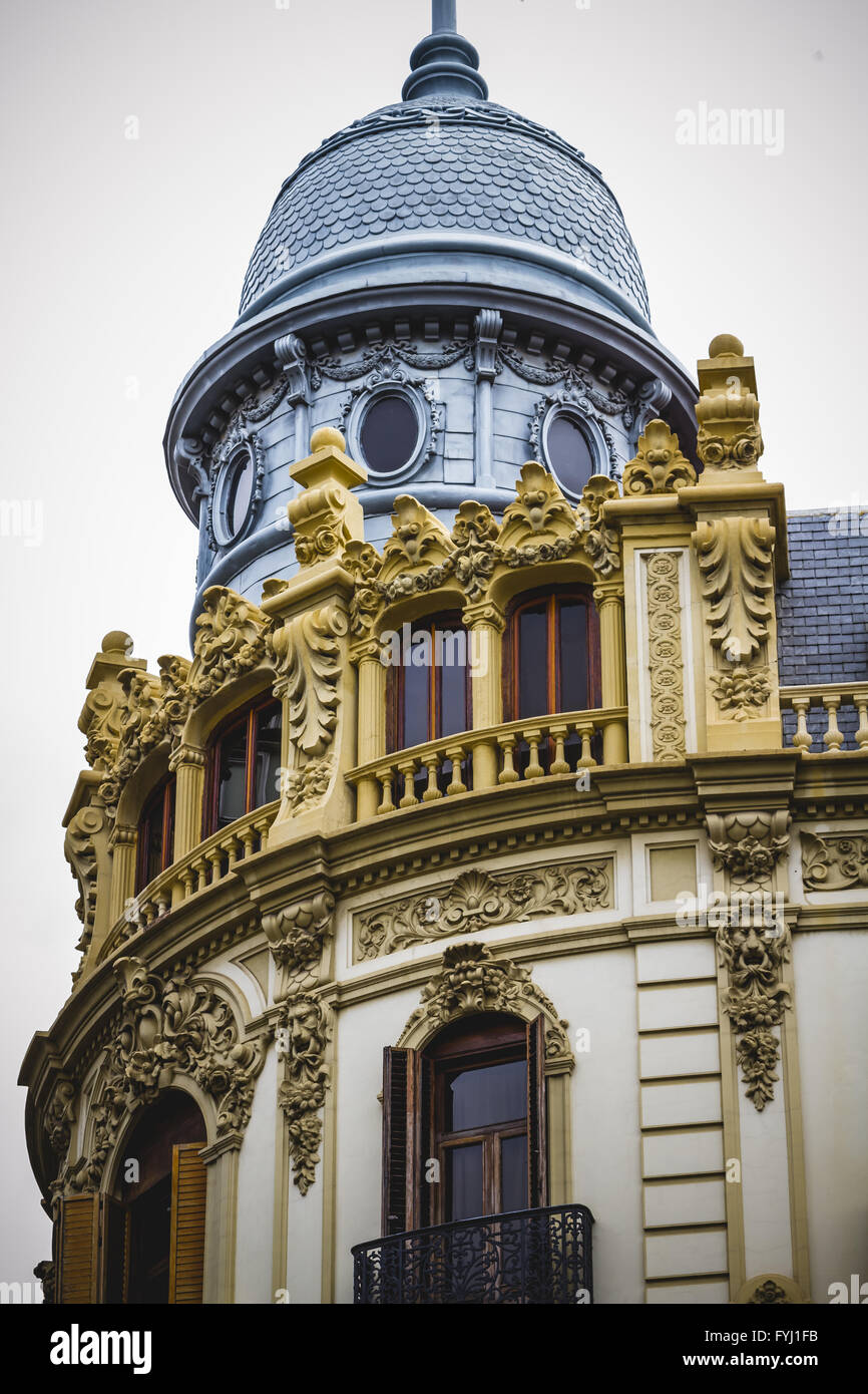 tower with cupola, architecture tipical Spanish city of Valencia Stock