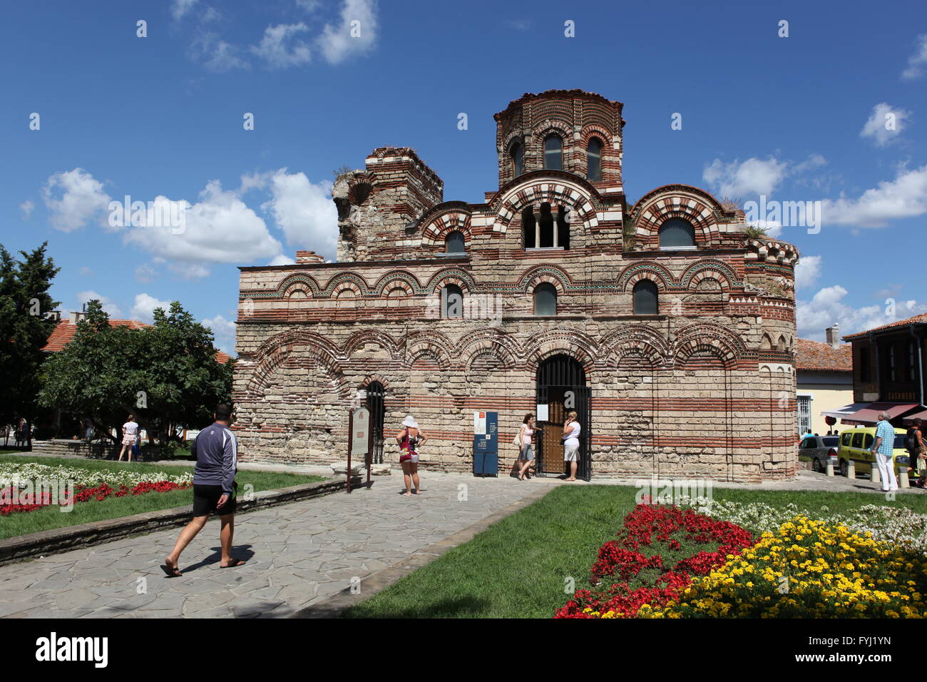NESEBAR, BULGARIA - AUGUST 29: People visit Old Town on August 29, 2014 in Nesebar, Bulgaria. Nesebar in 1956 was declared as mu Stock Photo