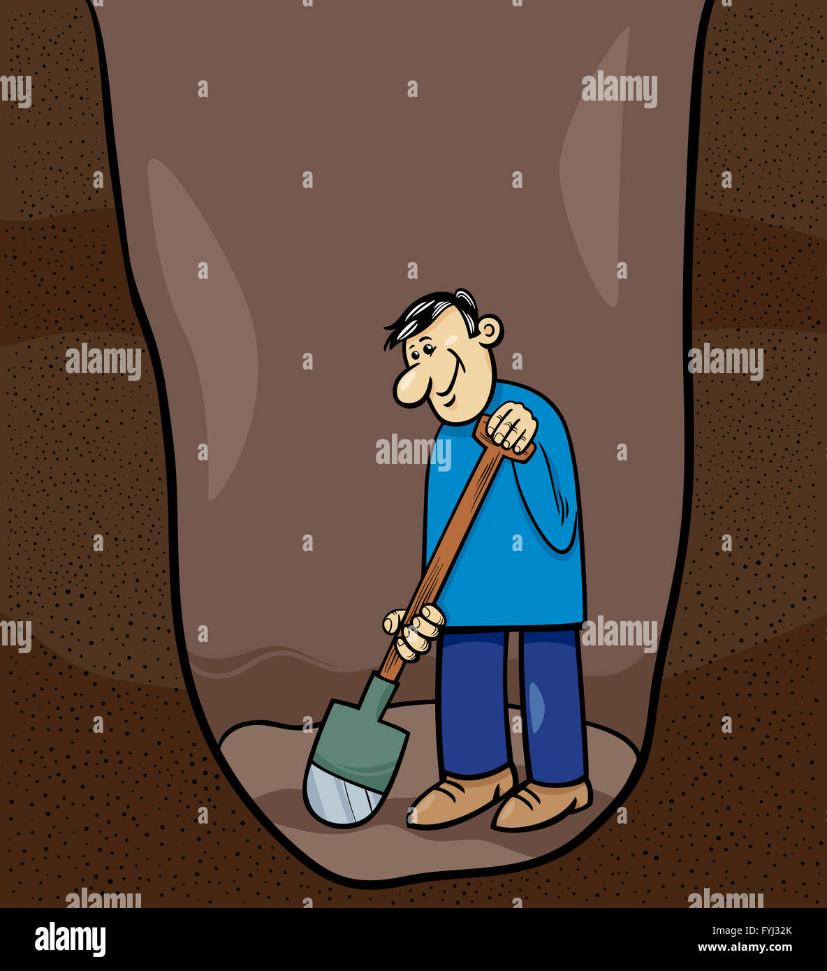 Digging man cartoon illustration hires stock photography and images