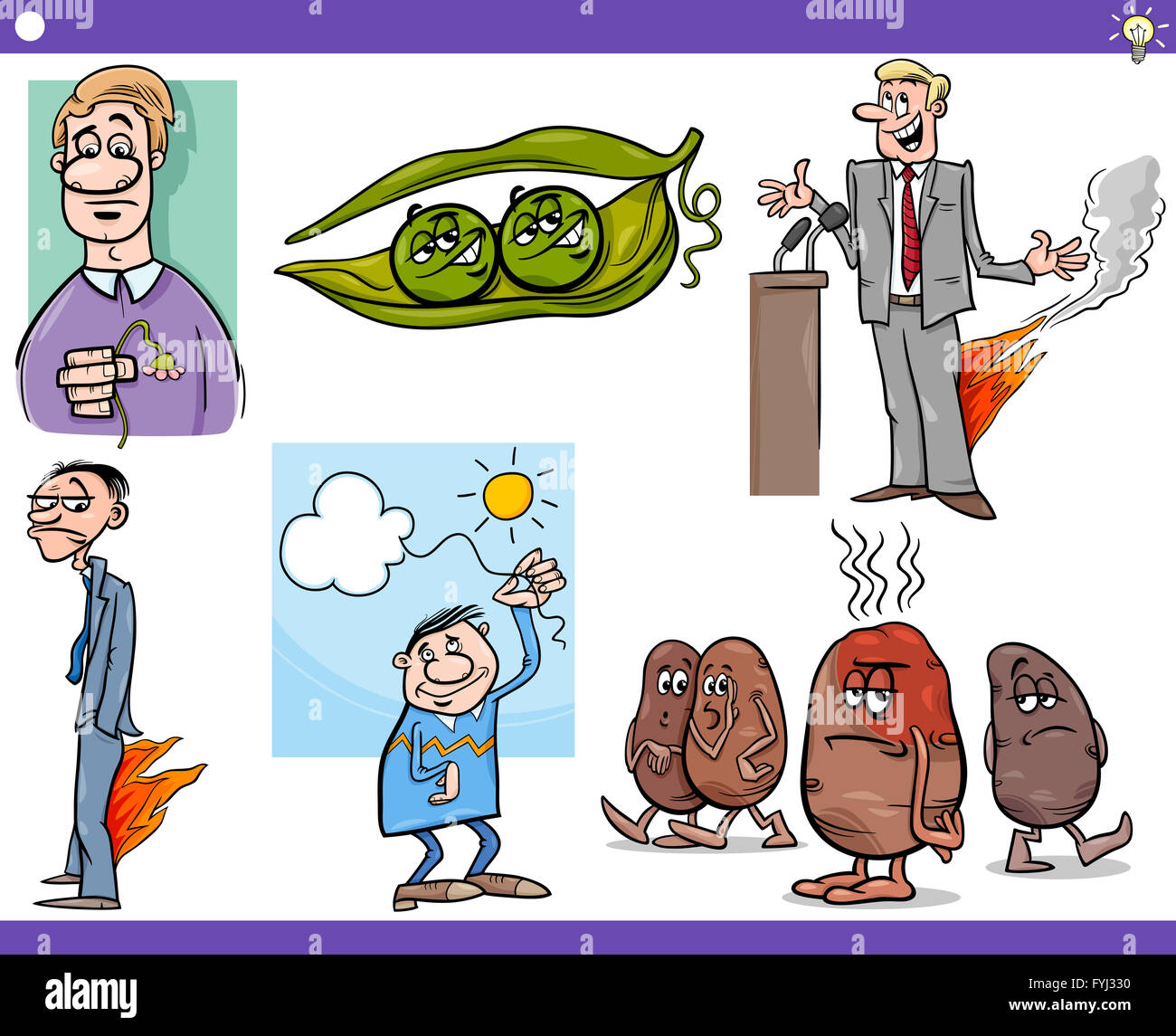 cartoon concepts and sayings set Stock Photo