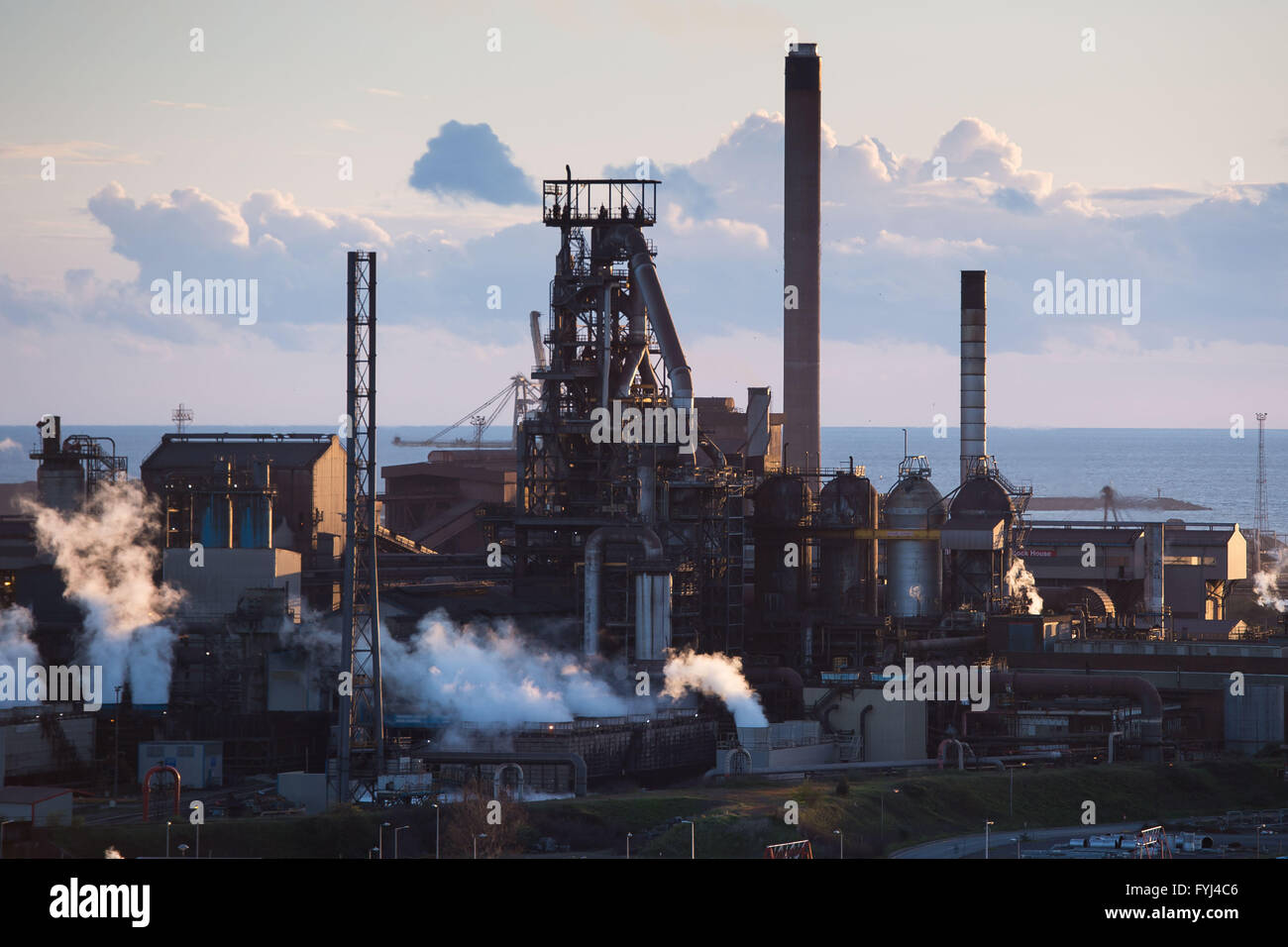 Tata Steel steel works in Port Talbot, south Wales. The steel works is being put up for sale putting hundres of UK jobs at risk. Stock Photo