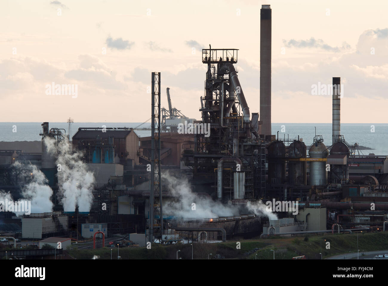 Tata Steel steel works in Port Talbot, south Wales. The steel works is being put up for sale putting hundres of UK jobs at risk. Stock Photo