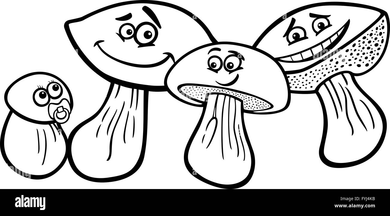 mushrooms cartoon for coloring book Stock Photo Alamy