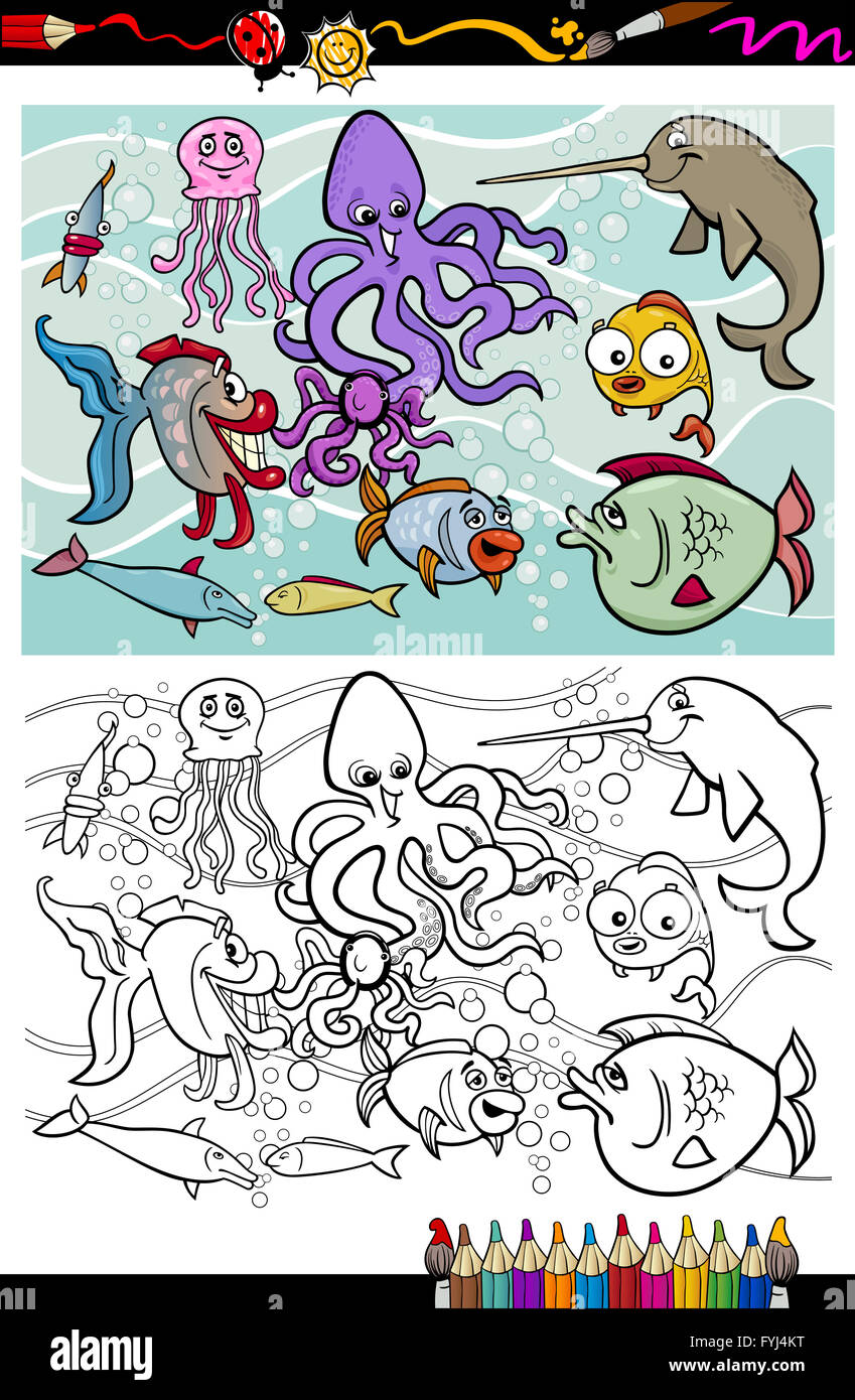 Sea life animals group coloring hi-res stock photography and images - Alamy