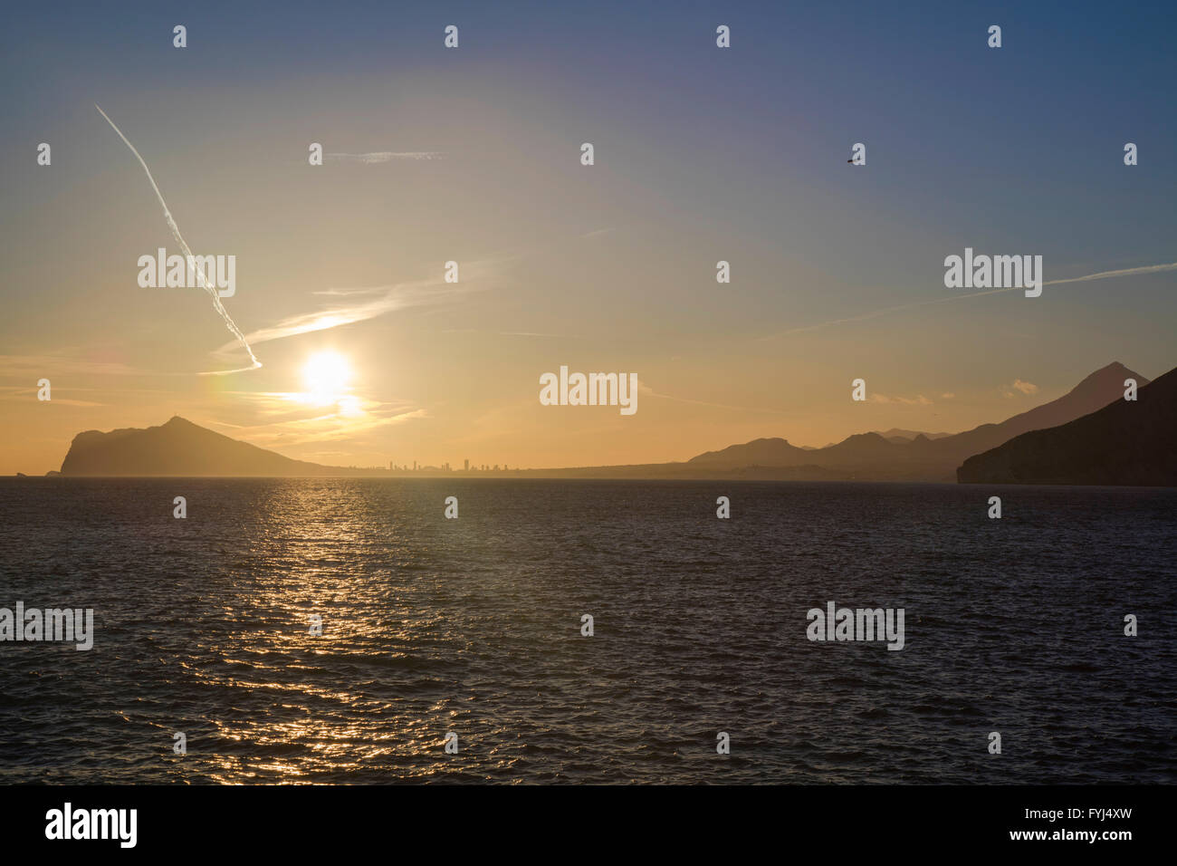 Sunset Landscape Of Benidorm And Sierra Helada Photo Taken From Ifach 
