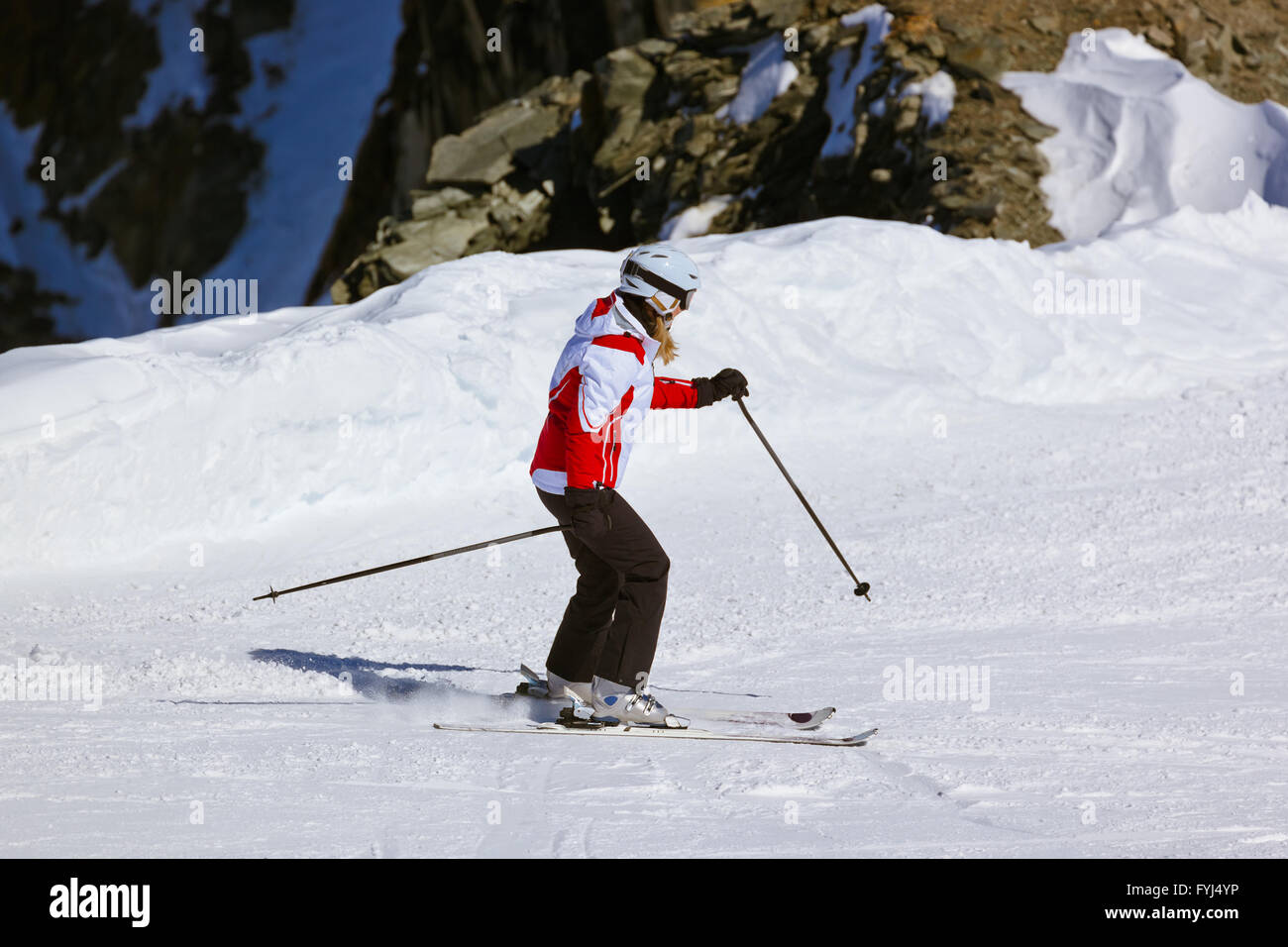 Skier at mountains ski resort Innsbruck Austria Stock Photo Alamy