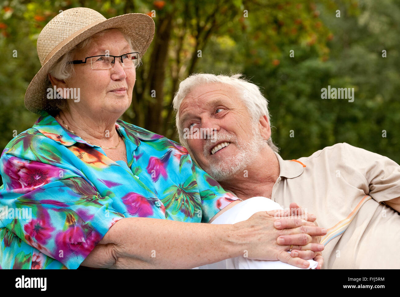Senior couple enjoying the good weather Stock Photo