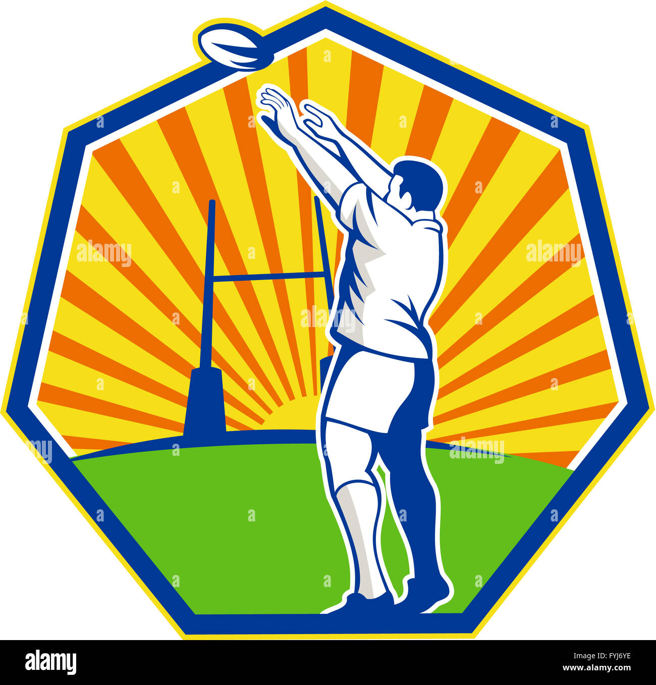 Rugby Player Throwing Lineout Ball Retro Stock Photo Alamy