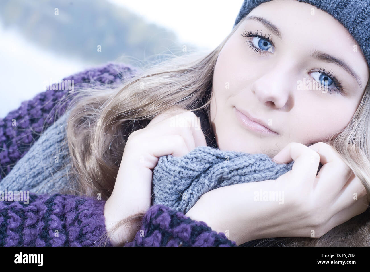 Cold winter portrait Stock Photo - Alamy