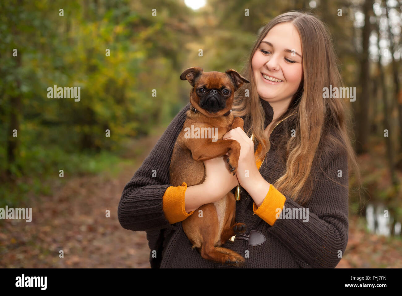 Girl with a nice dog Stock Photo