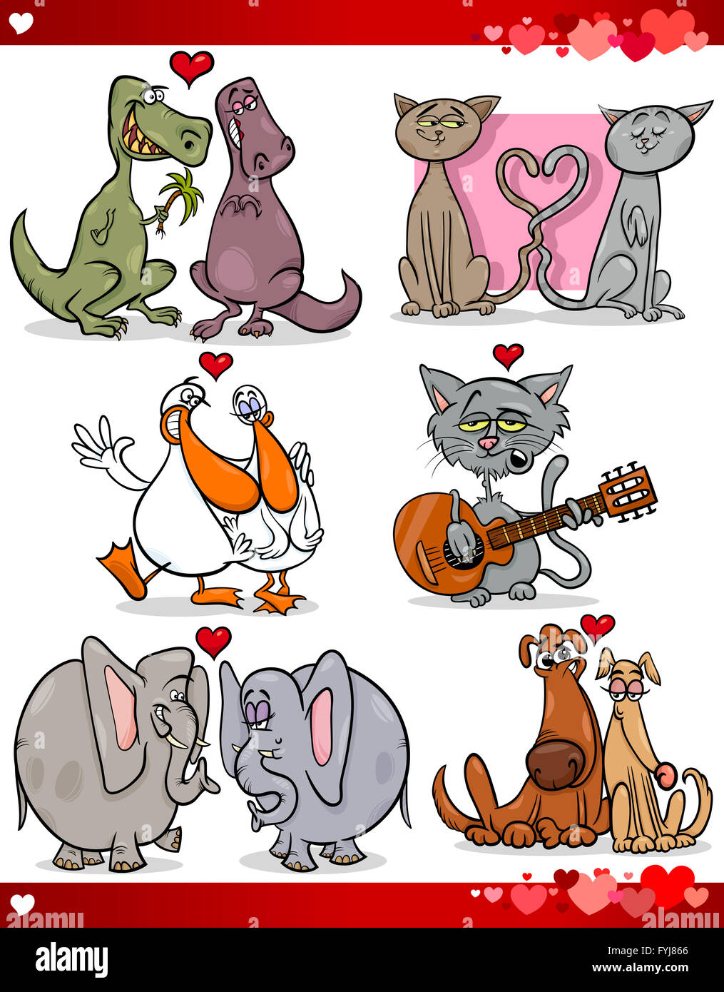 valentine cartoon illustration love set Stock Photo - Alamy