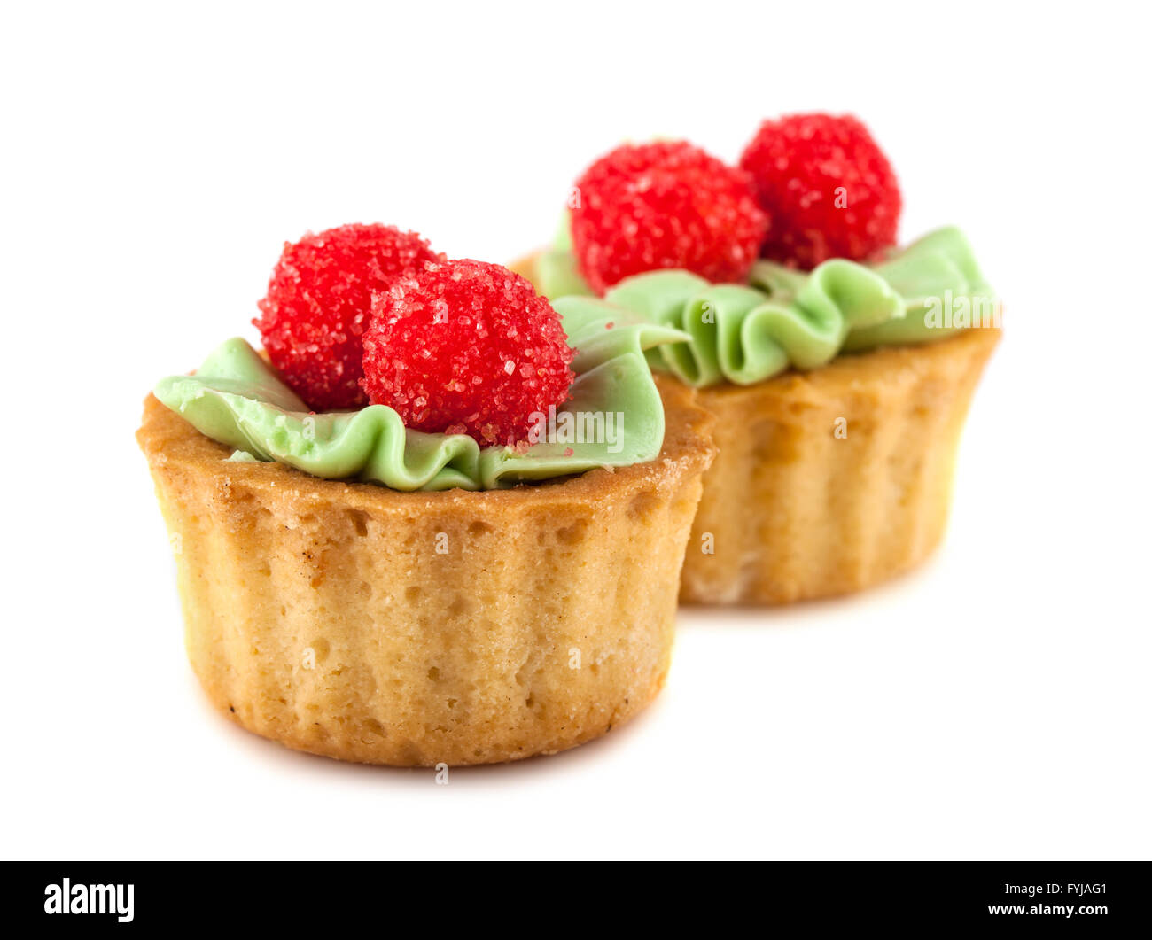 Pair of cakes basket with cream Stock Photo